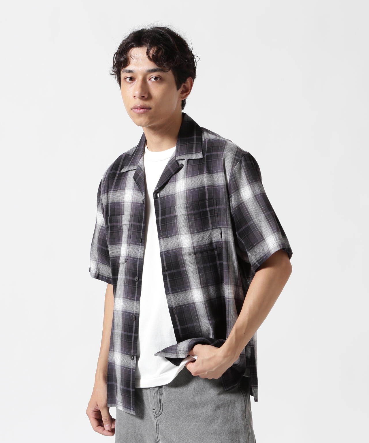 ONE POINT OMBRE CHECK SHIRT / 半袖 ワンポイント オンブレチェック