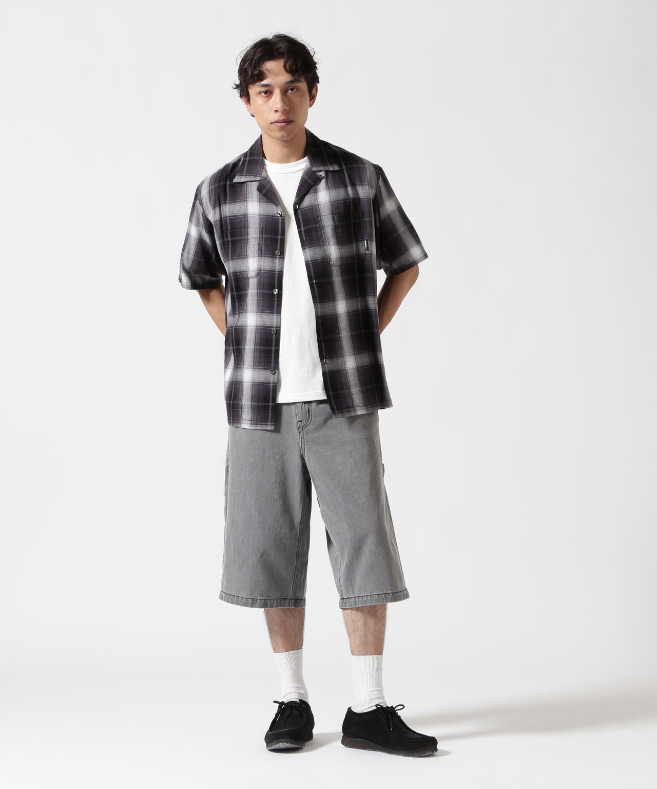 アヴィレックス（AVIREX）/ONE POINT OMBRE CHECK SHIRT ／ 半袖 ワンポイント オンブレチェックシャ ONE POINT OMBRE CHECK SHIRT / 半袖 ワンポイント オンブレチェック