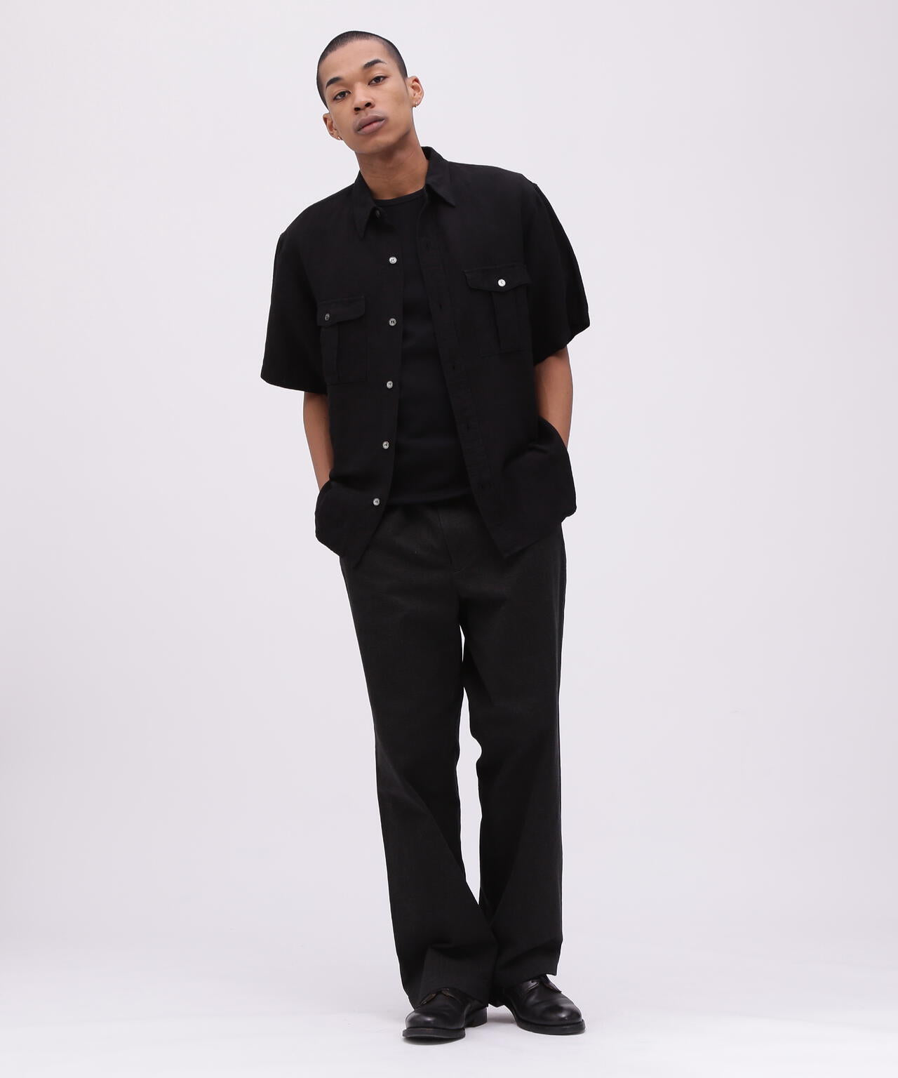 TFQP by HANDROOM》UTILITY SHORTSLEEVE SHIRT FLAT BLACK