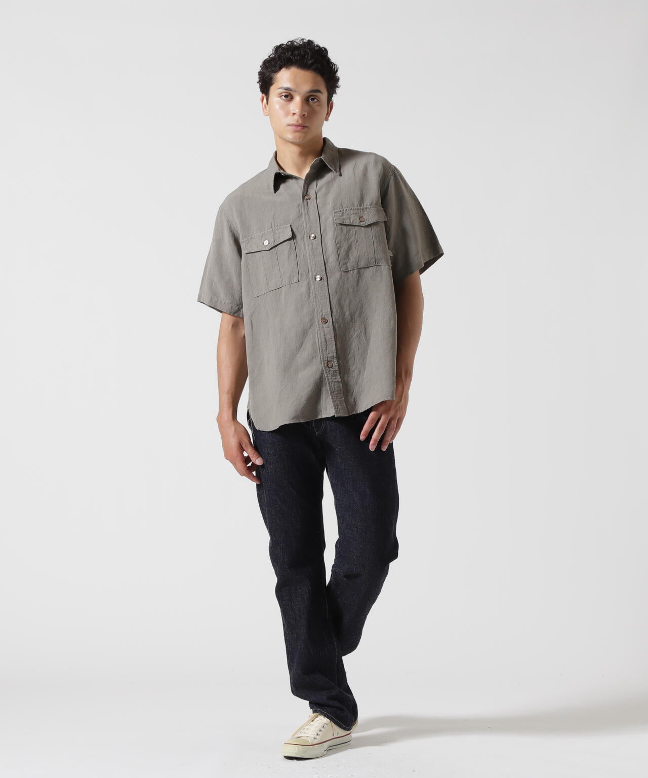 TFQP by HANDROOM》UTILITY SHORTSLEEVE SHIRT FLAT BLACK / 半袖