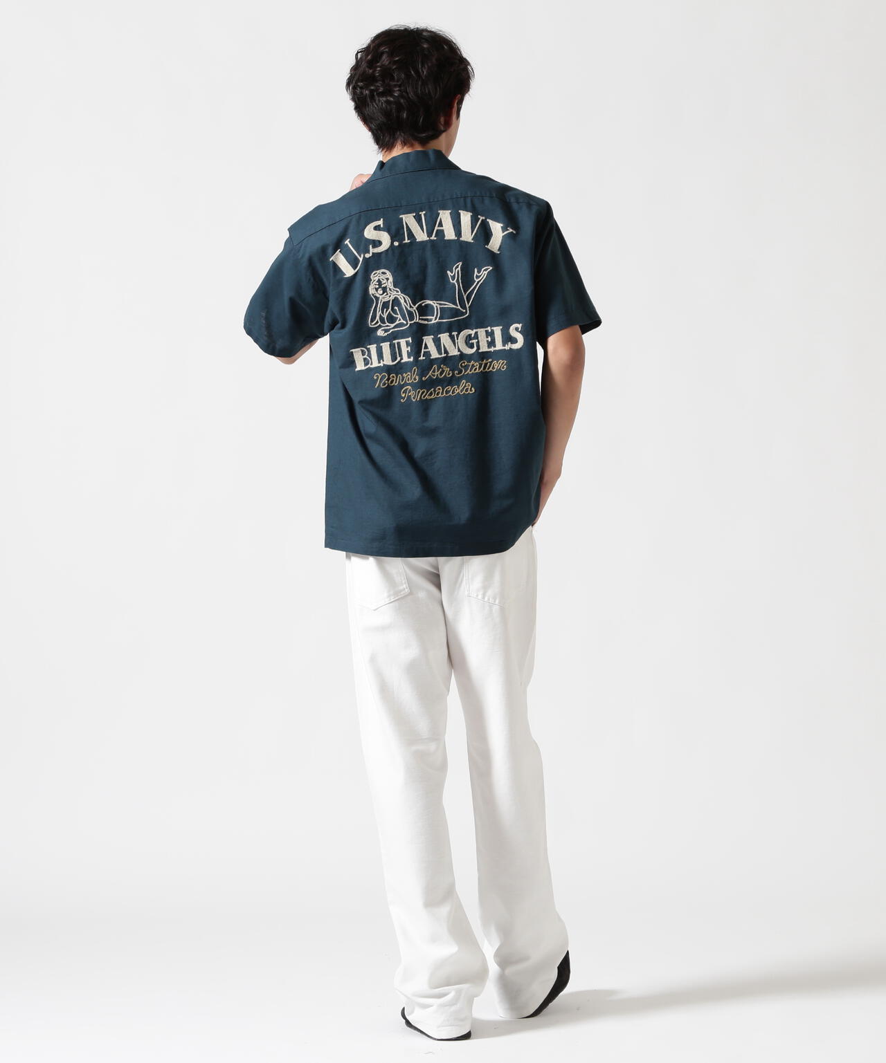 《WEB&DEPOT限定》COTTON LINEN SHIRT "BLUE ANGELS" / コットンリネンシャツ ブルーエンジェルス