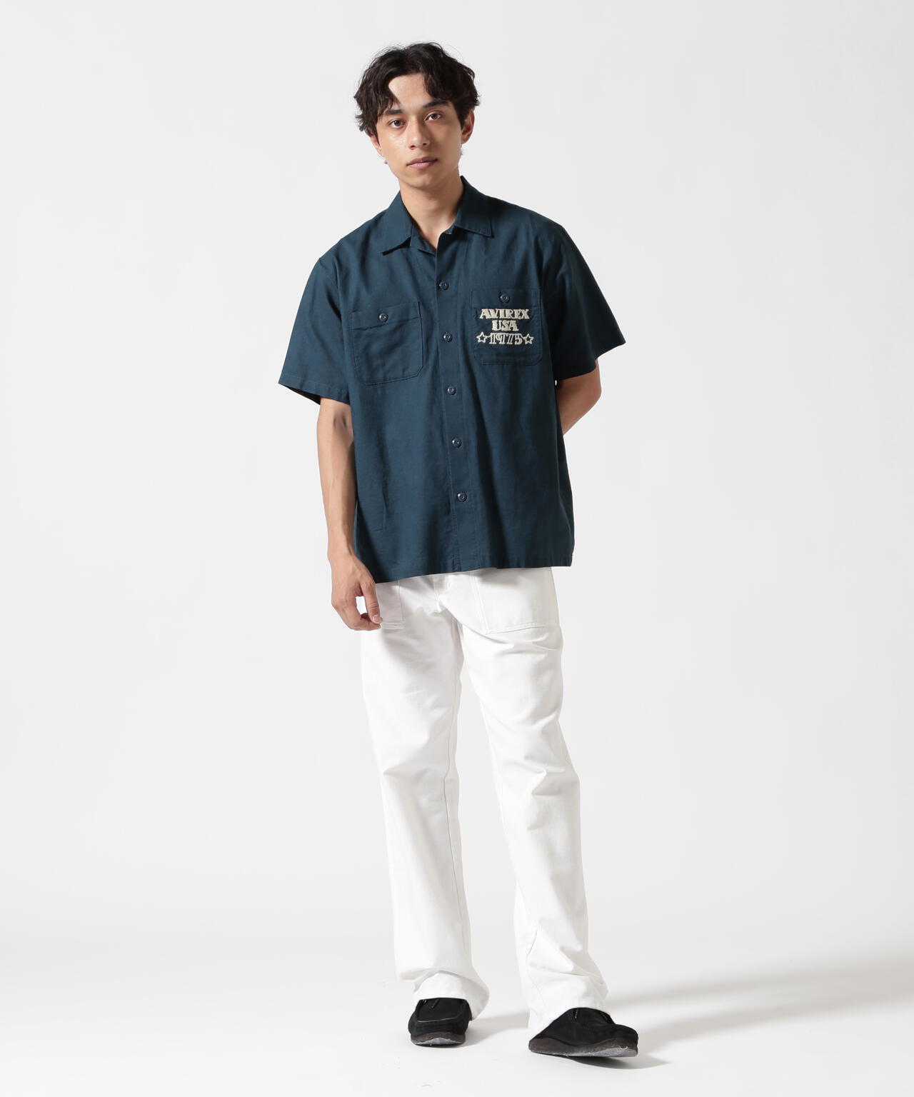 《WEB&DEPOT限定》COTTON LINEN SHIRT "BLUE ANGELS" / コットンリネンシャツ ブルーエンジェルス