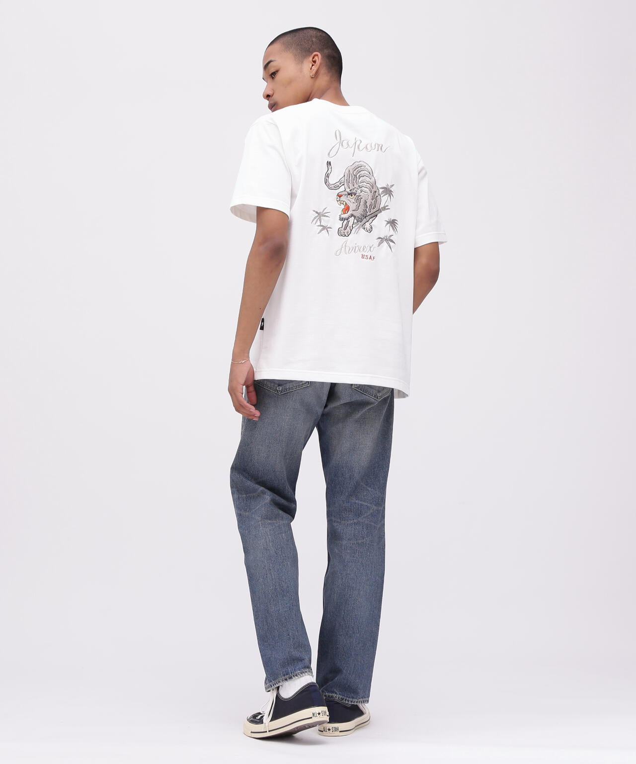 AVIREX - 新品 アヴィレックス タイガーロゴ ワイドシルエット モックネックTシャツ XL SOUVENIR TIGER T-SHIRT / スーベニア タイガー 半袖Tシャツ / AVIREX