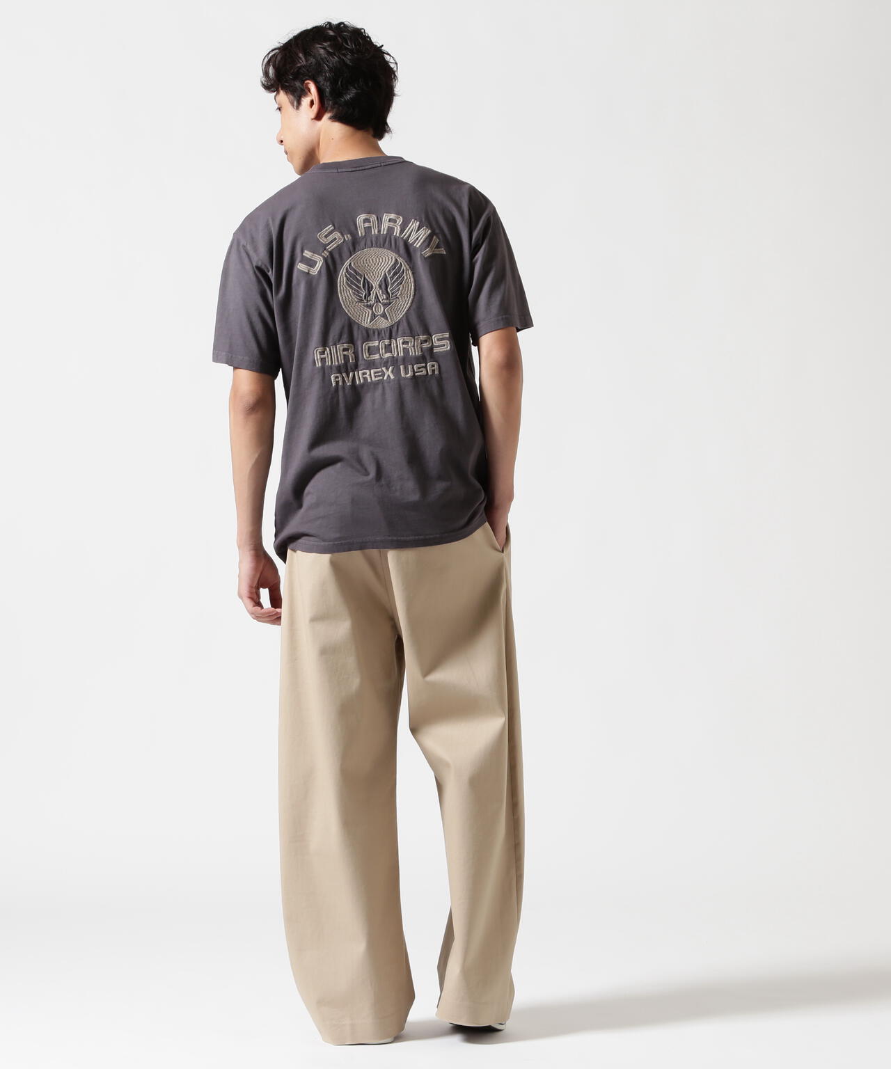 FADE WASH EMBROIDERY T-SHIRT ”U.S.AAC”