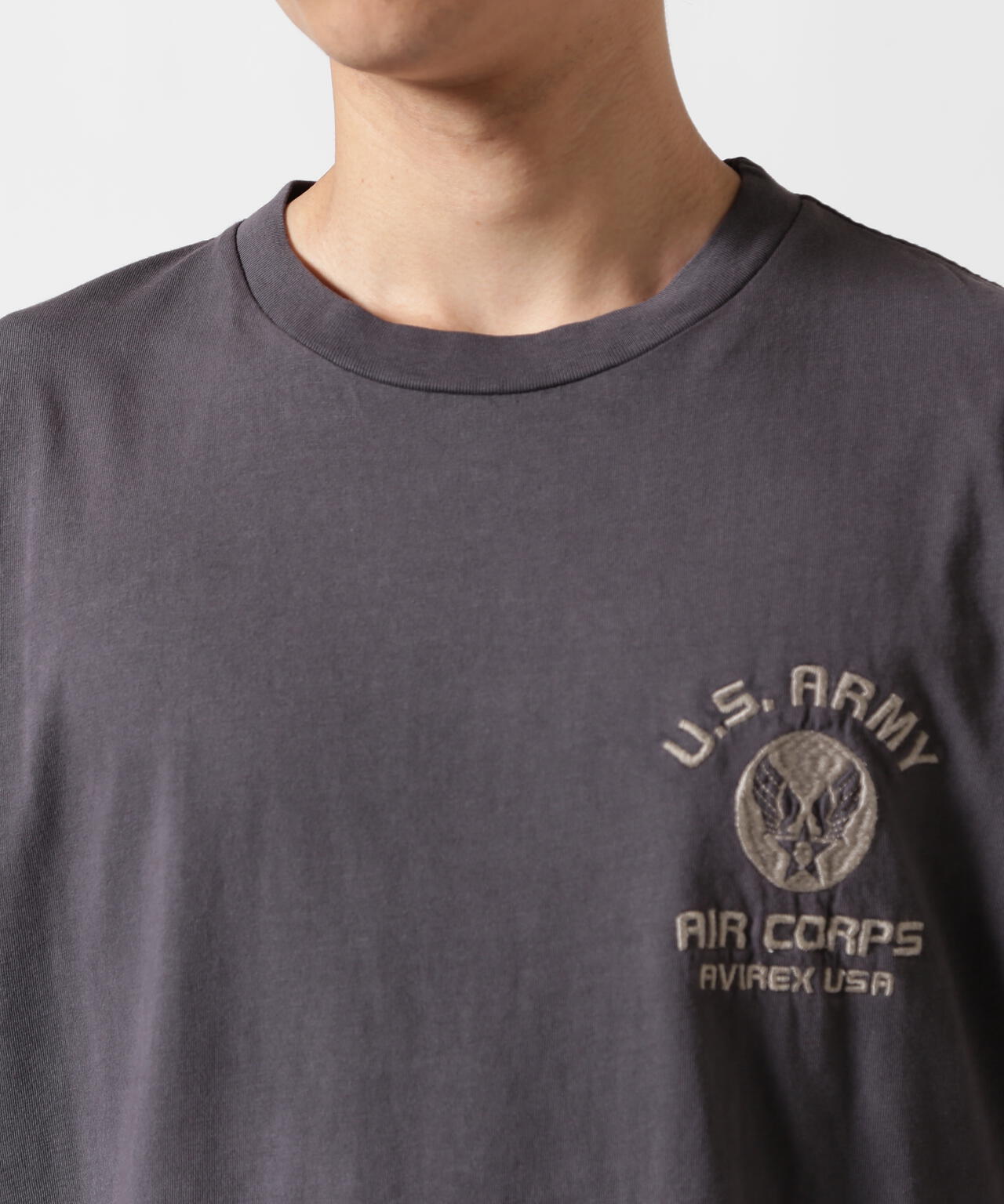 FADE WASH EMBROIDERY T-SHIRT ”U.S.AAC”