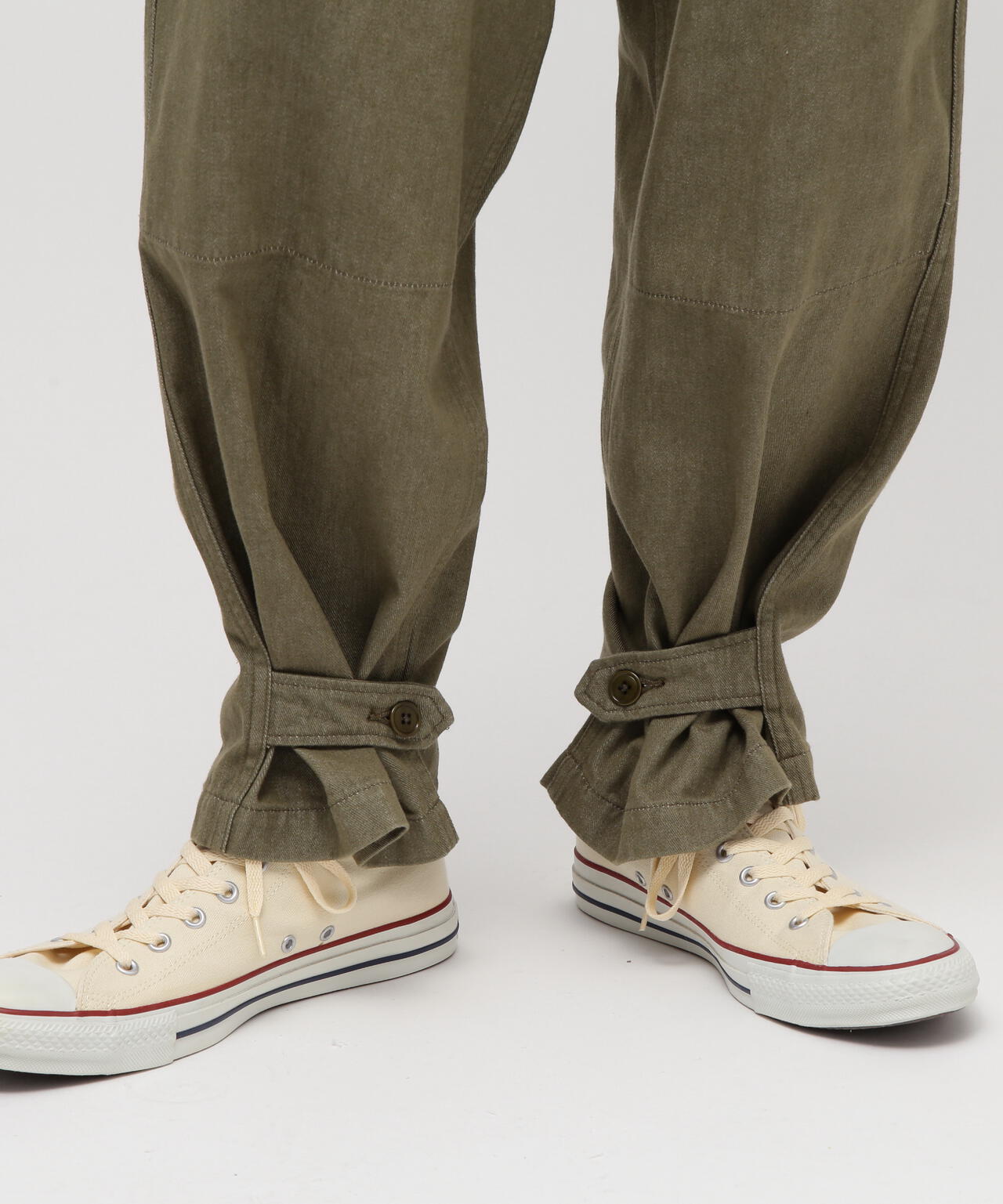 《TFQP by HANDROOM》GREEN SELVEDGE MILITARY DENIM CARGO TROUSERS M-47