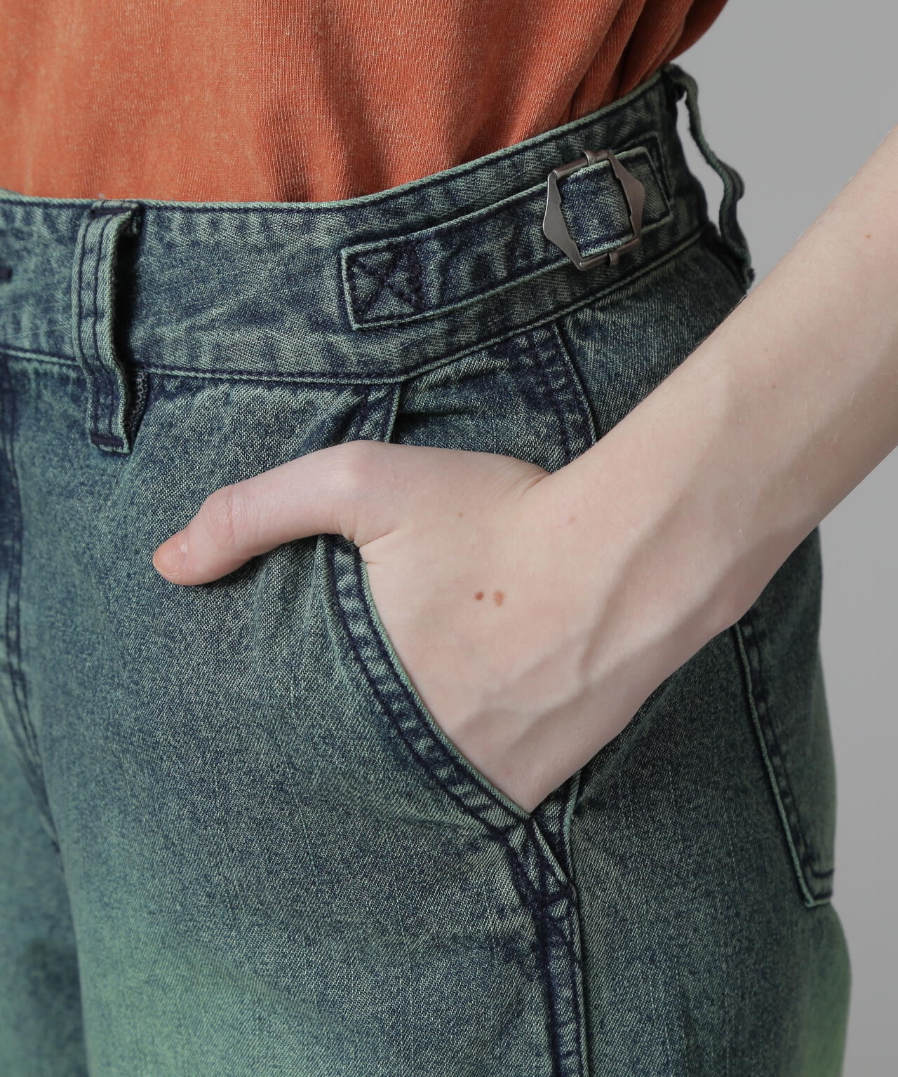 アーメン デニムパンツ ボトムス レディース Denim pants Beige sold outARMEN（アーメン）9oz WASHED DENIM EASY PANTS