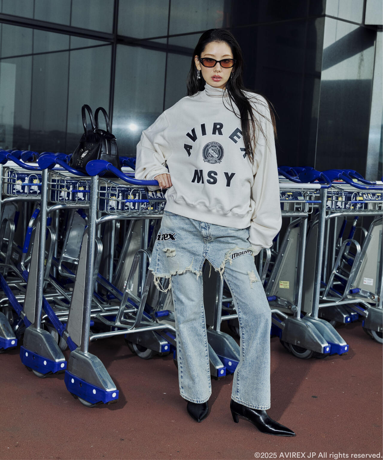 《AVIREX×MOUSSY》TWIN SLIM FLARE DENIM PANTS