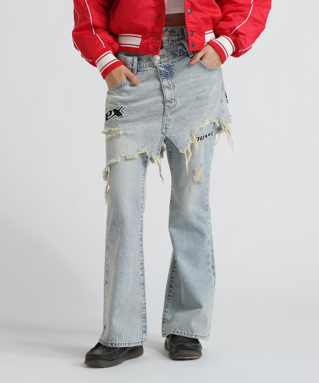 《AVIREX×MOUSSY》TWIN SLIM FLARE DENIM PANTS