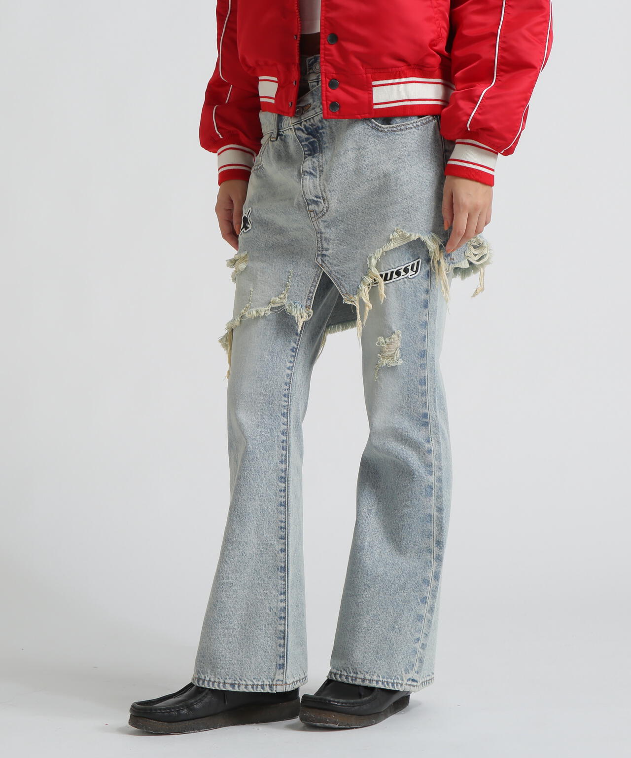 《AVIREX×MOUSSY》TWIN SLIM FLARE DENIM PANTS