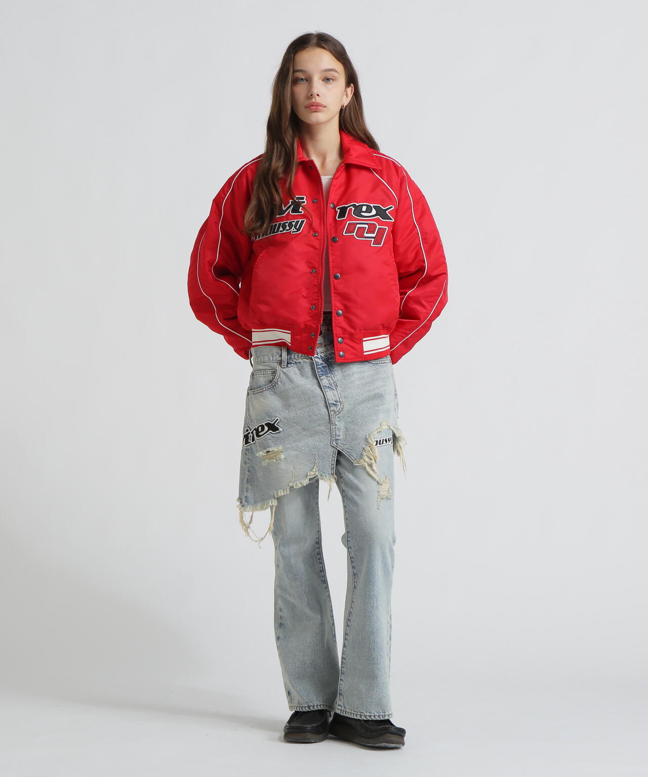 《AVIREX×MOUSSY》TWIN SLIM FLARE DENIM PANTS