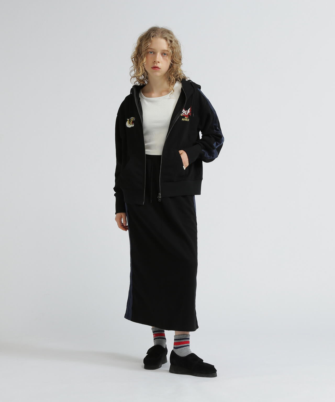 SOUVENIR COLLECTION》WOMAN/SATIN SKA COMBI SKIRT | AVIREX