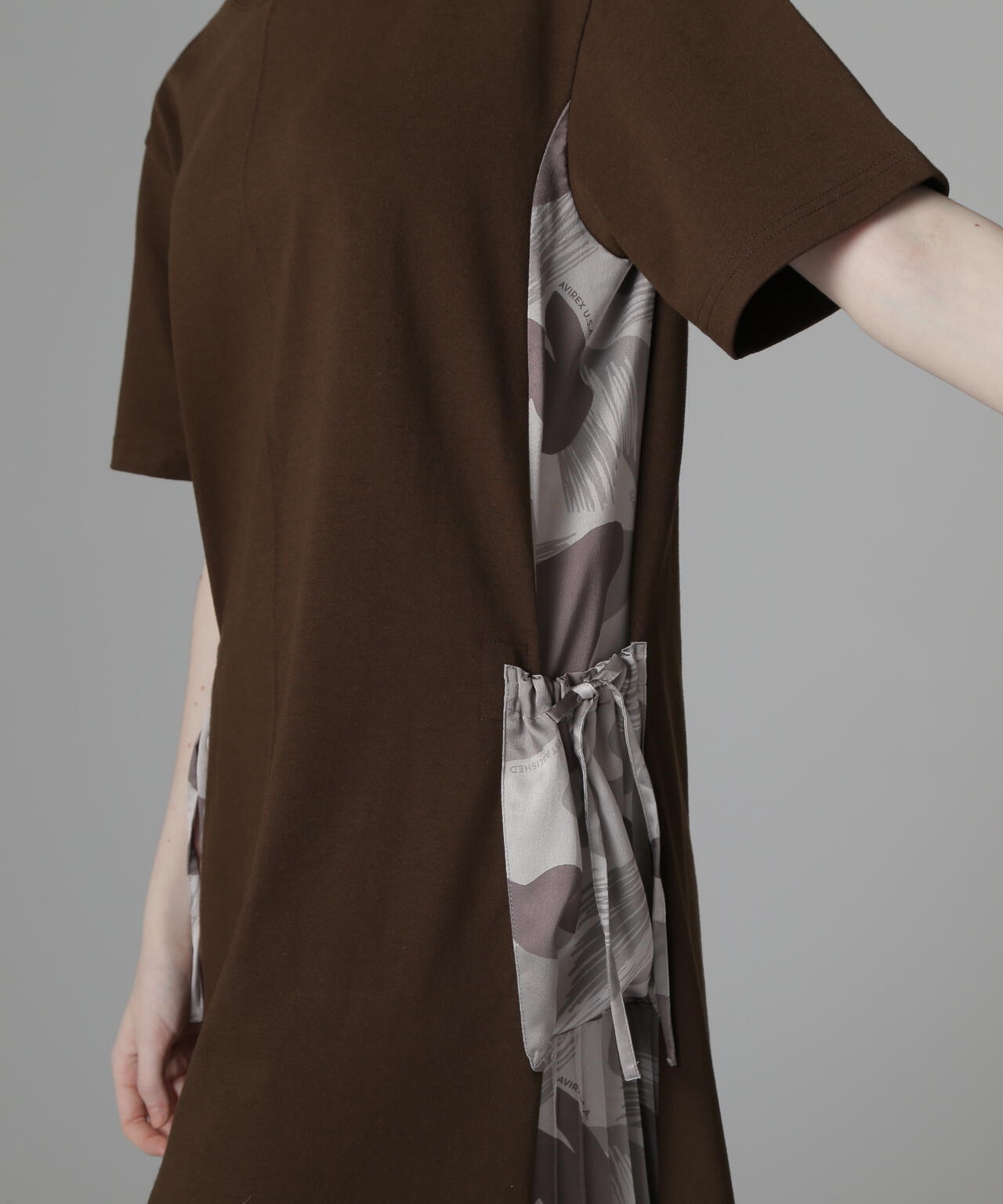 PLEATED CAMO MIX GATHER POCKET ONE PIECE/プリーツカモミックス