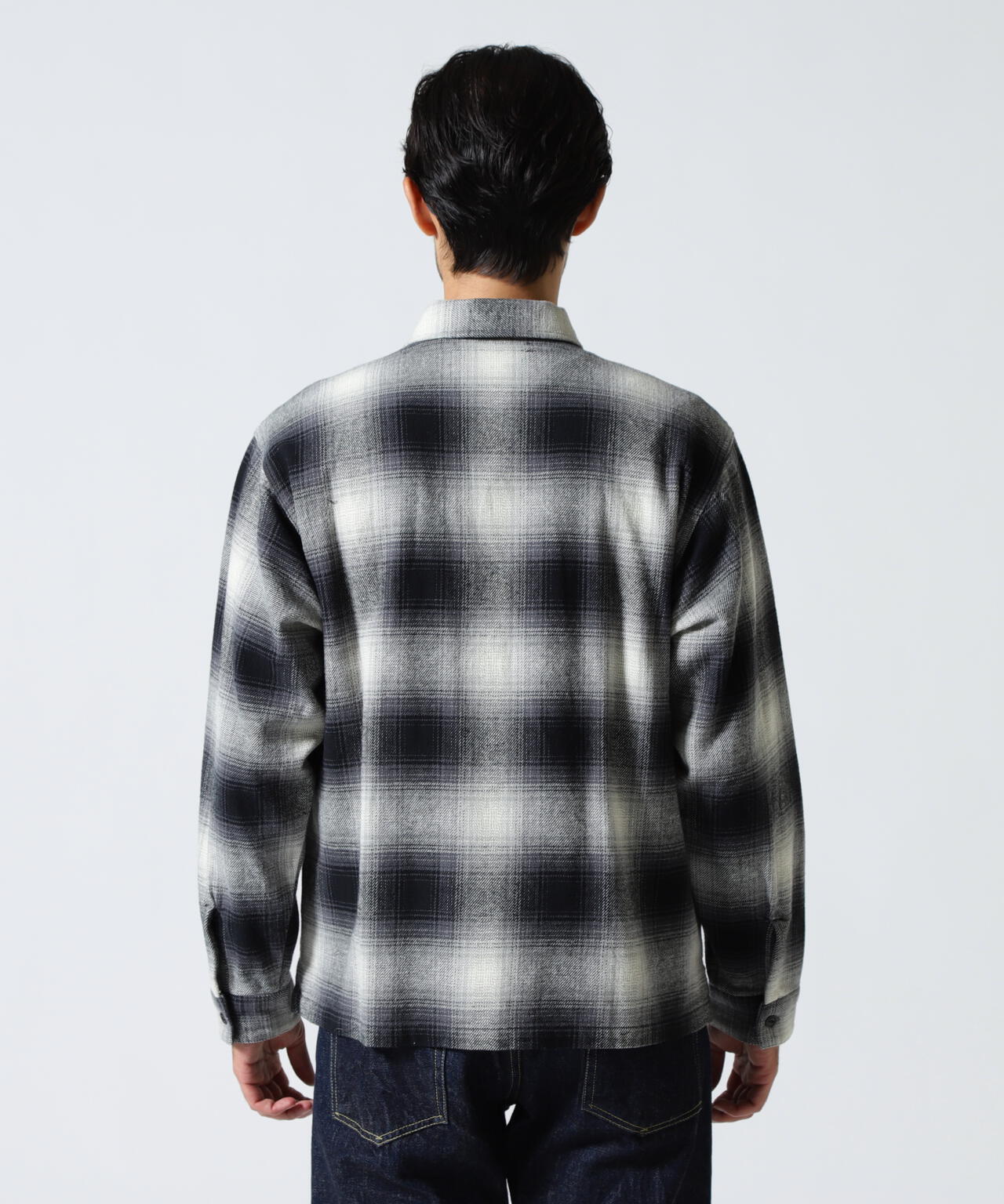 OMBRE CHECK ZIP UP SHIRT