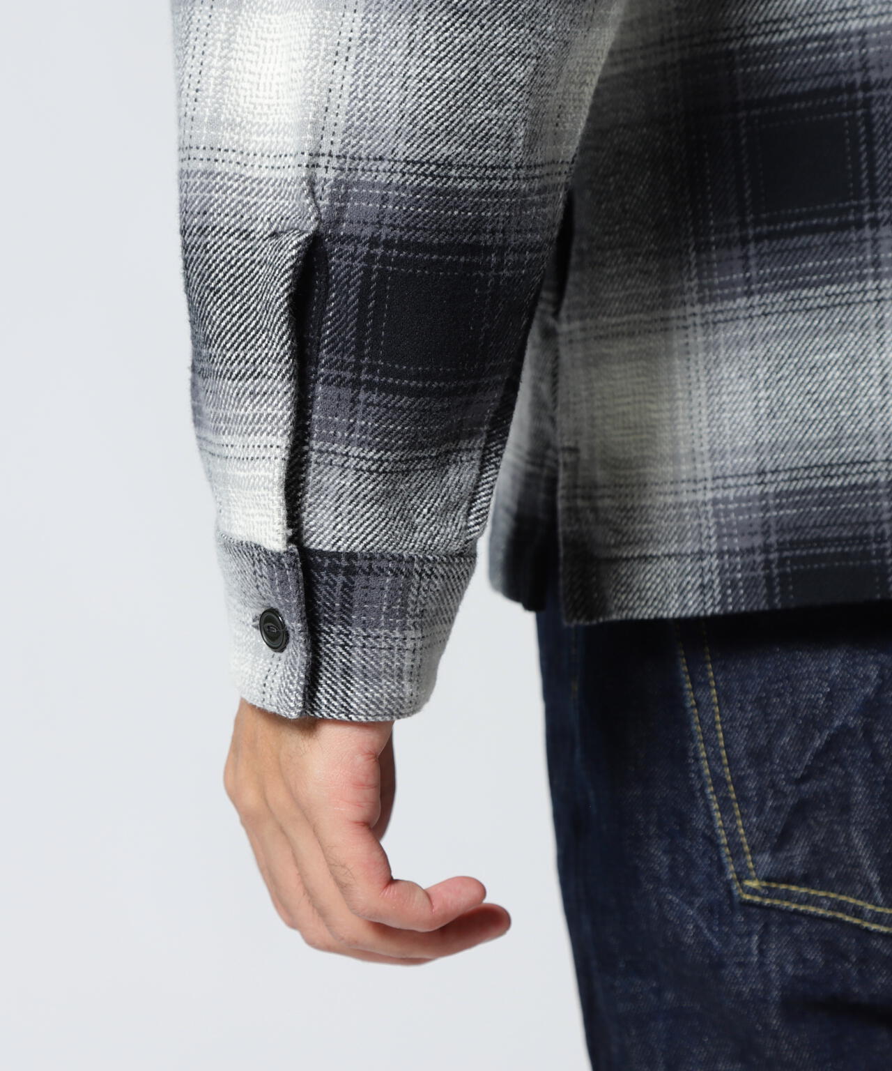 OMBRE CHECK ZIP UP SHIRT