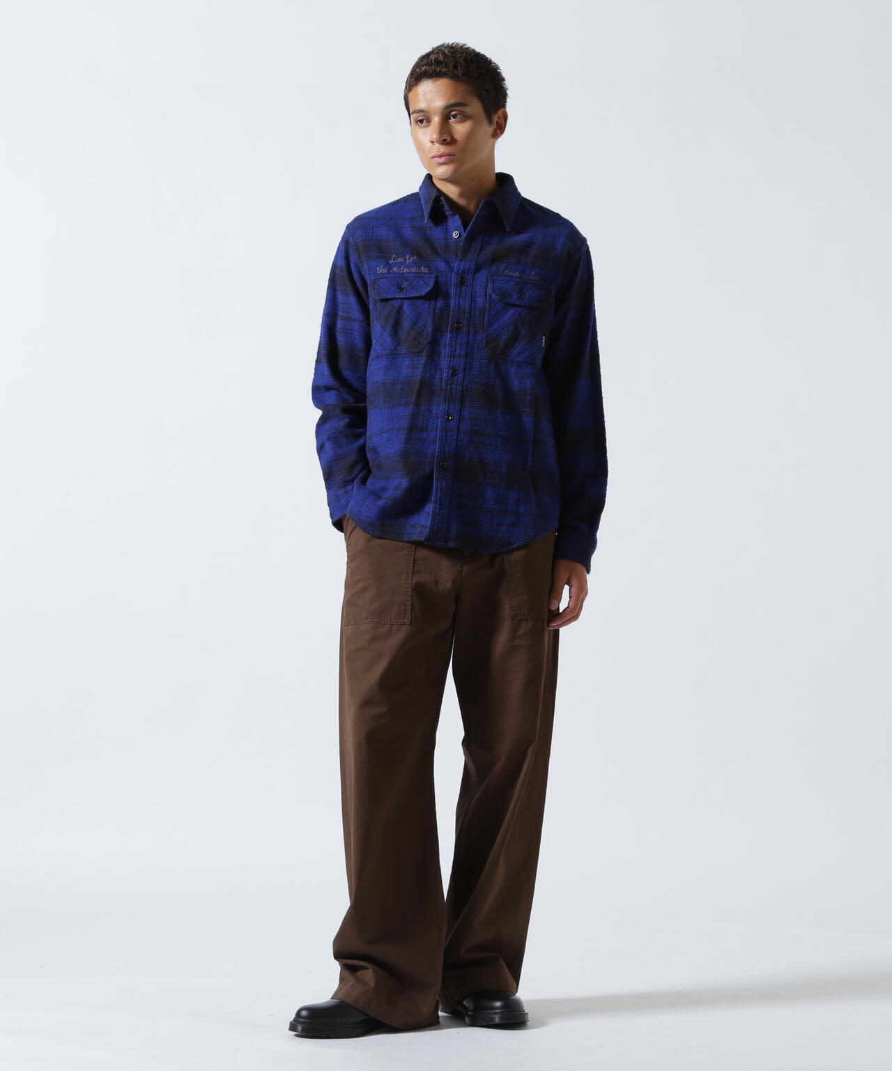 BLEACH WASHED NEP CHECK SHIRT ”YELLOW STONE”