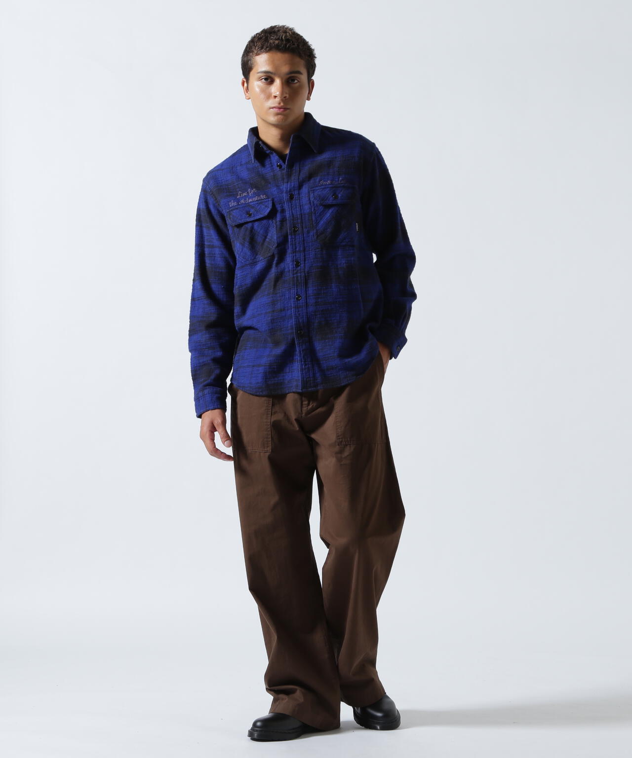 BLEACH WASHED NEP CHECK SHIRT ”YELLOW STONE”