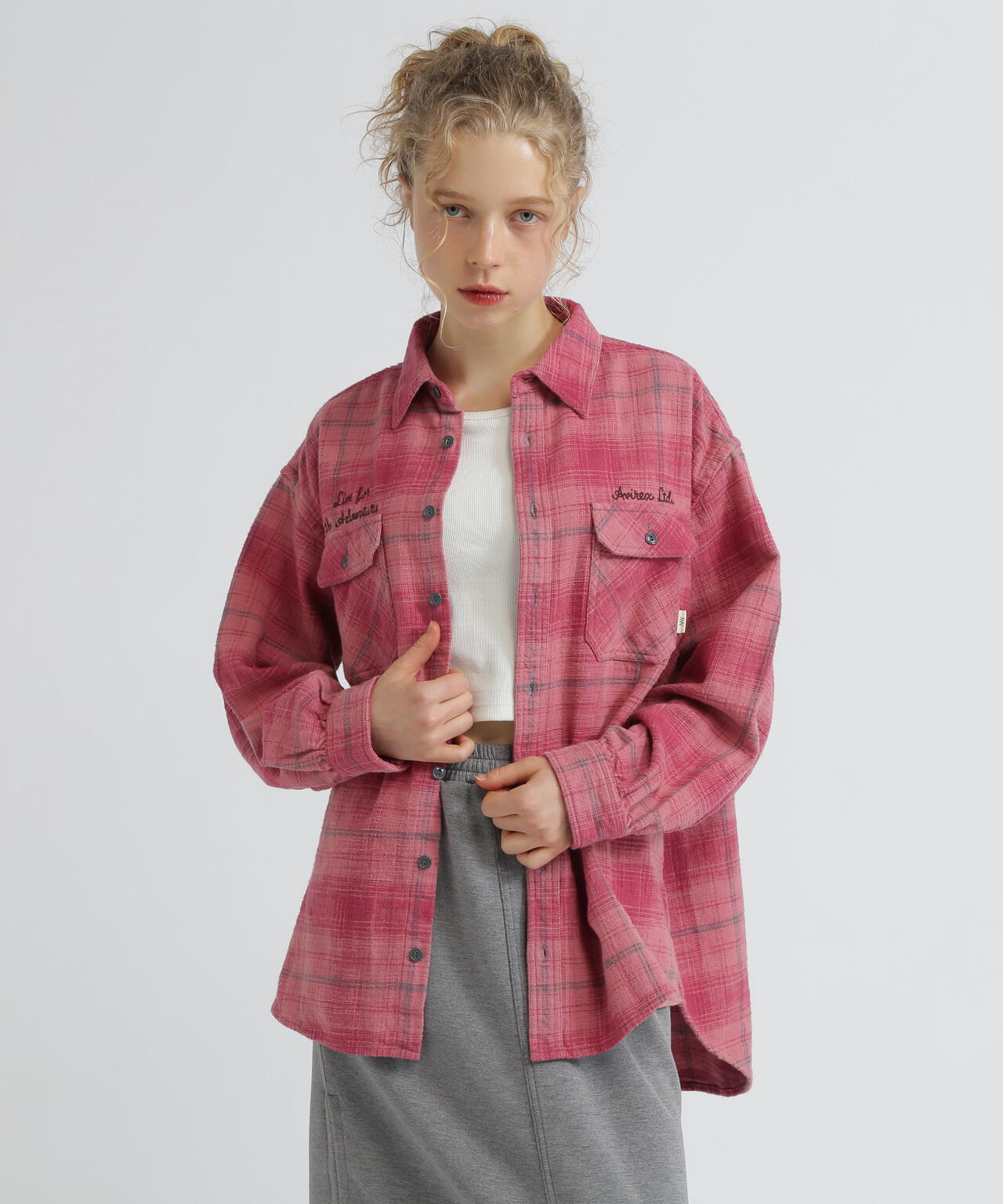 《WOMAN》EMBROIDERY CHECK SHIRT/刺繍チェックシャツ