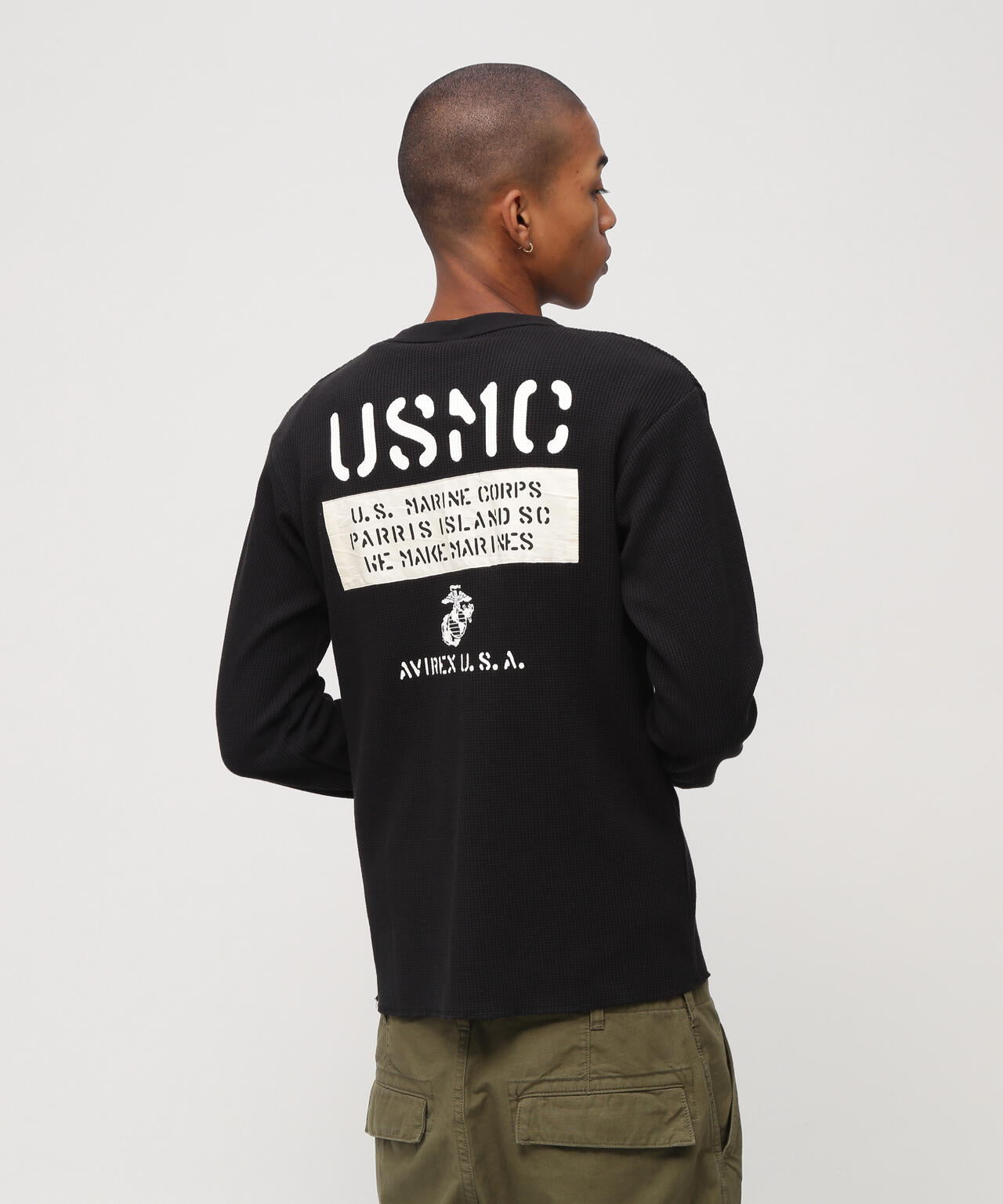 WEB&DEPOT限定》SHEETING PATCH WAFFLE L/S T-SHIRT | AVIREX