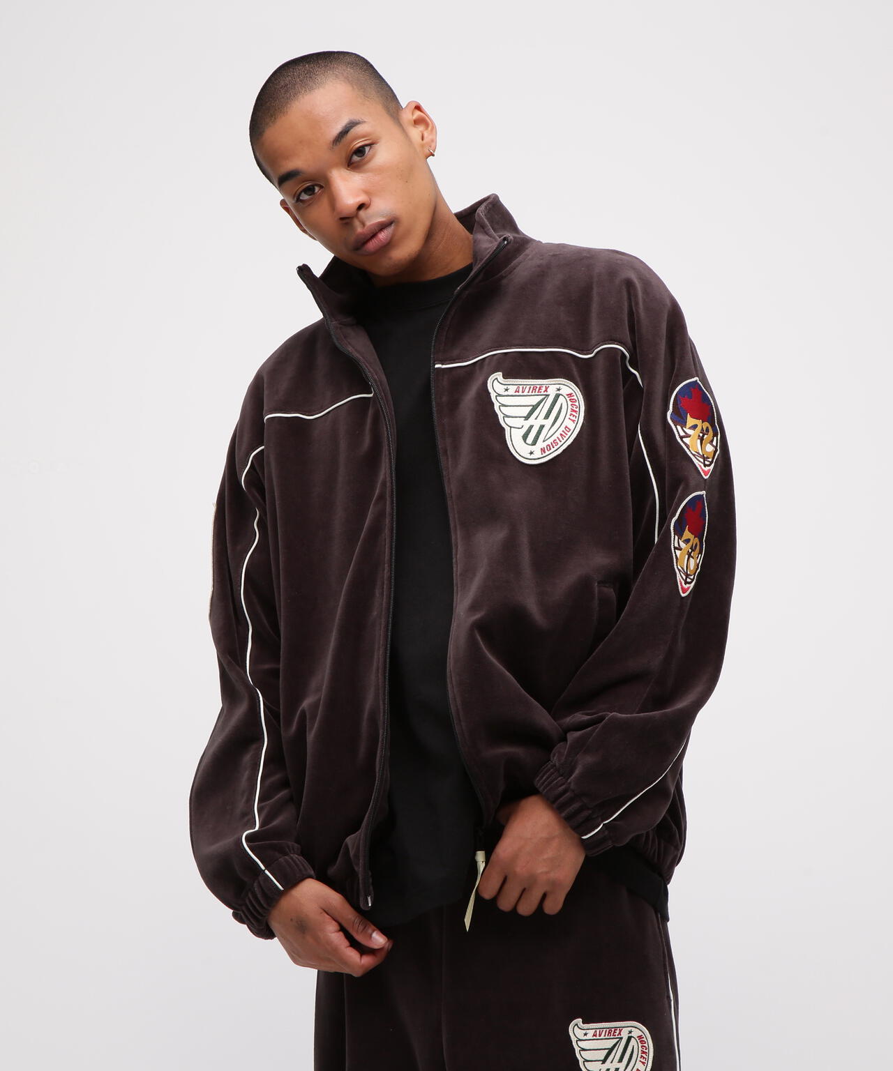 VELOUR RAGLAN SLEEVE STAND ZIP A.C.D | AVIREX（アヴィレックス