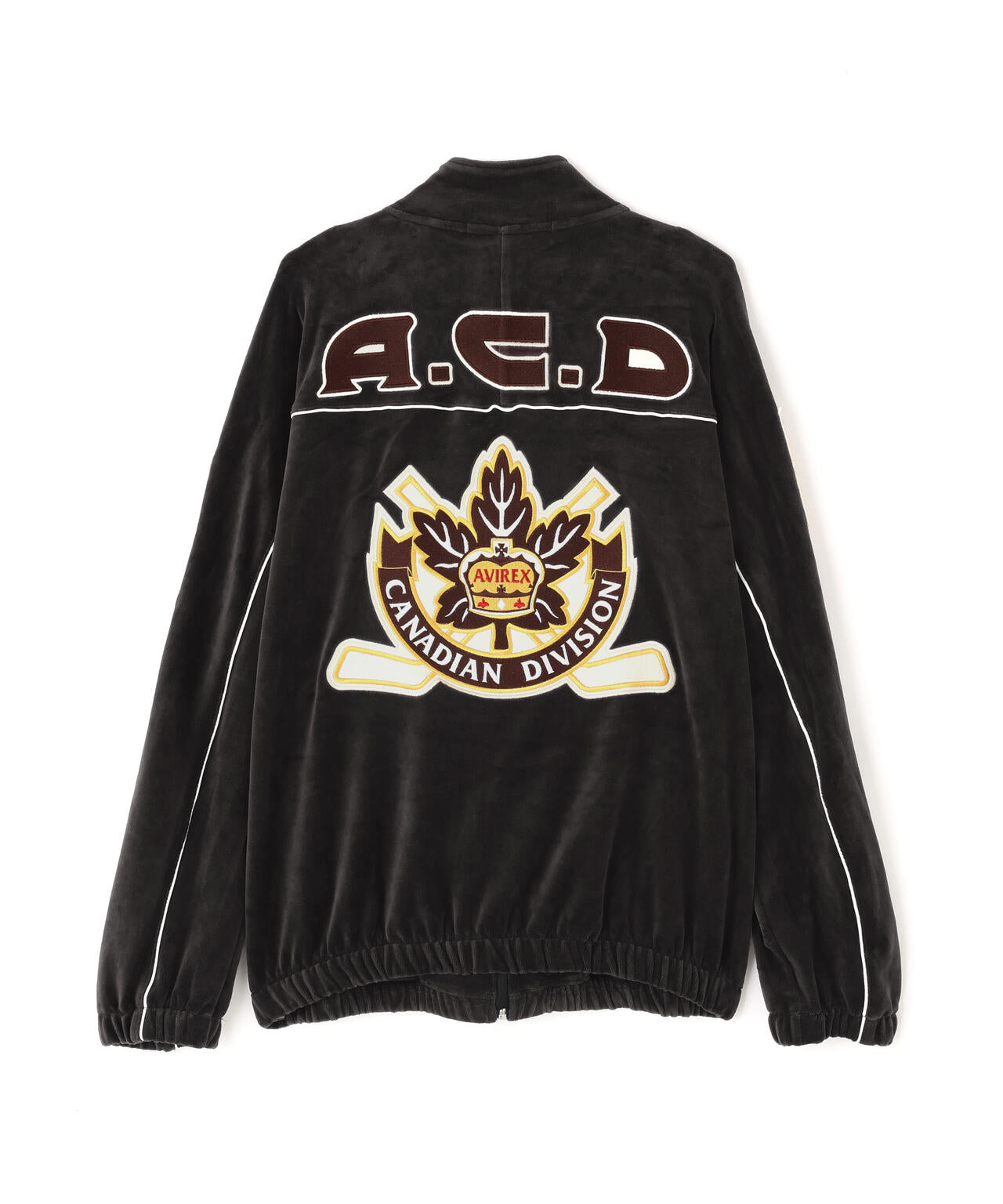 VELOUR RAGLAN SLEEVE STAND ZIP A.C.D