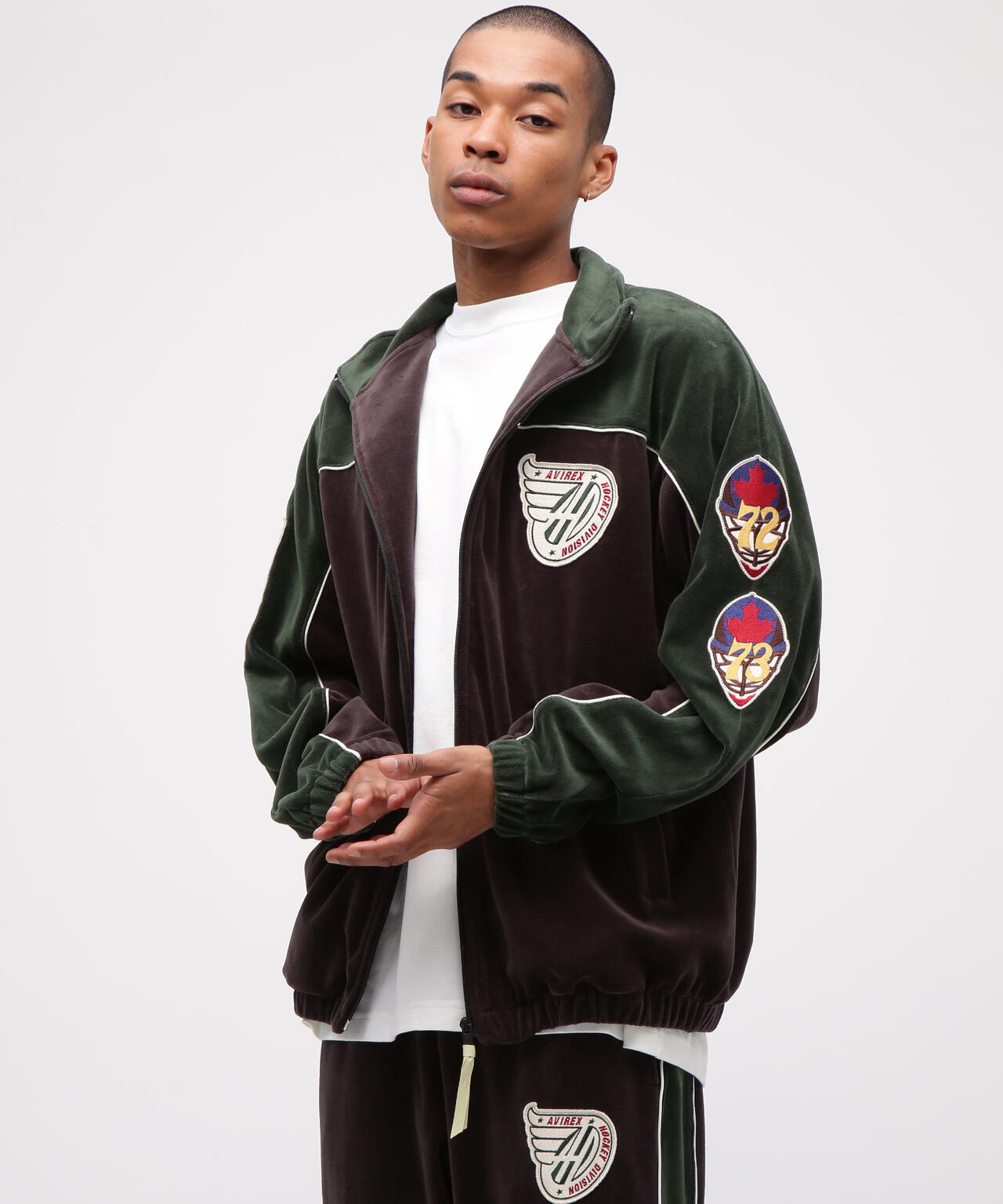 VELOUR RAGLAN SLEEVE STAND ZIP A.C.D | AVIREX（アヴィレックス