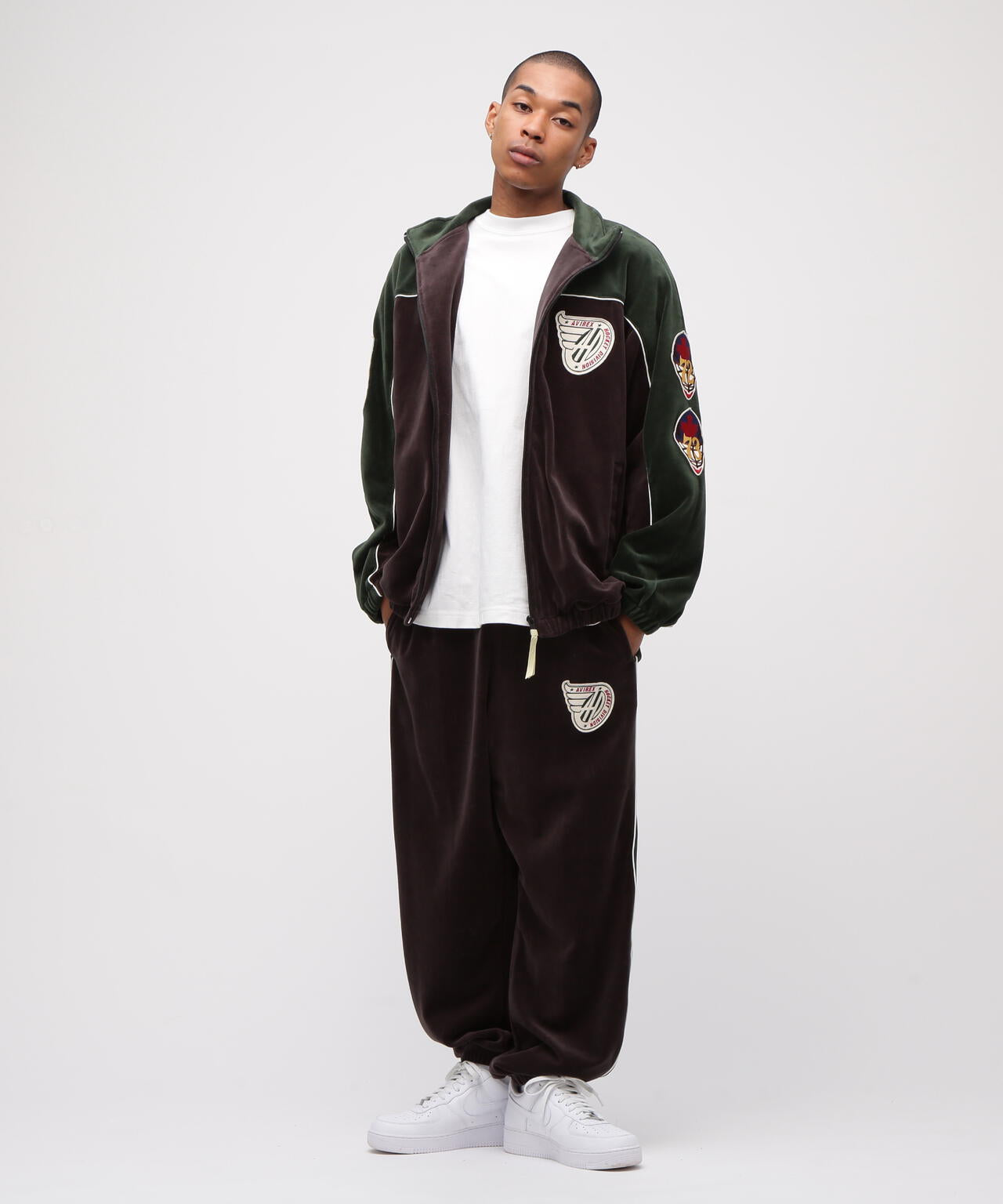 VELOUR RAGLAN SLEEVE STAND ZIP A.C.D