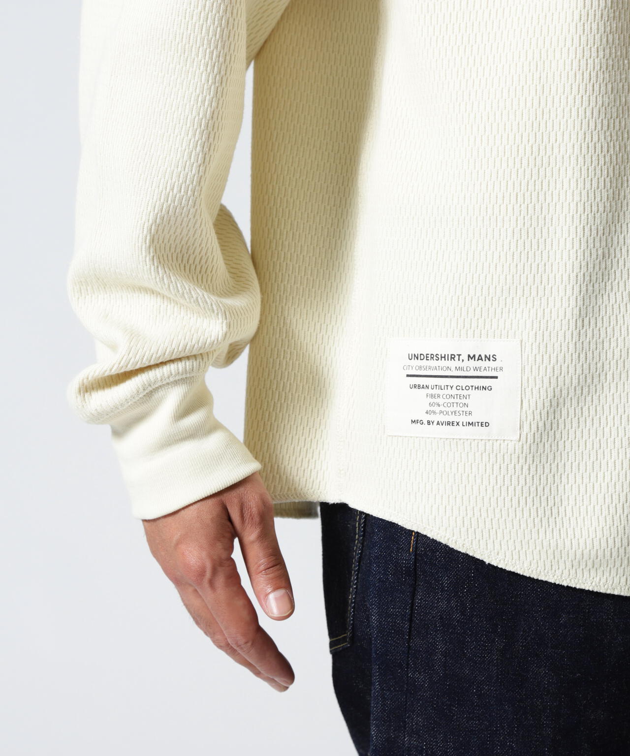 HONEYCOMB WAFFLE L/S HENLEY NECK T-SHIRT