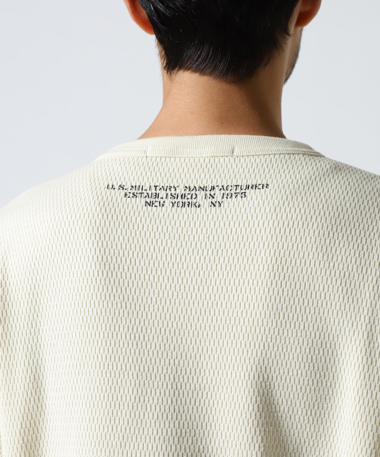 HONEYCOMB WAFFLE L/S HENLEY NECK T-SHIRT