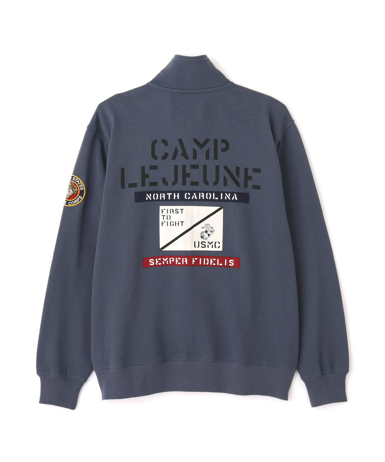 直営店限定》CAMP LEJEUNE PATCHED STAND ZIP SWEAT | AVIREX