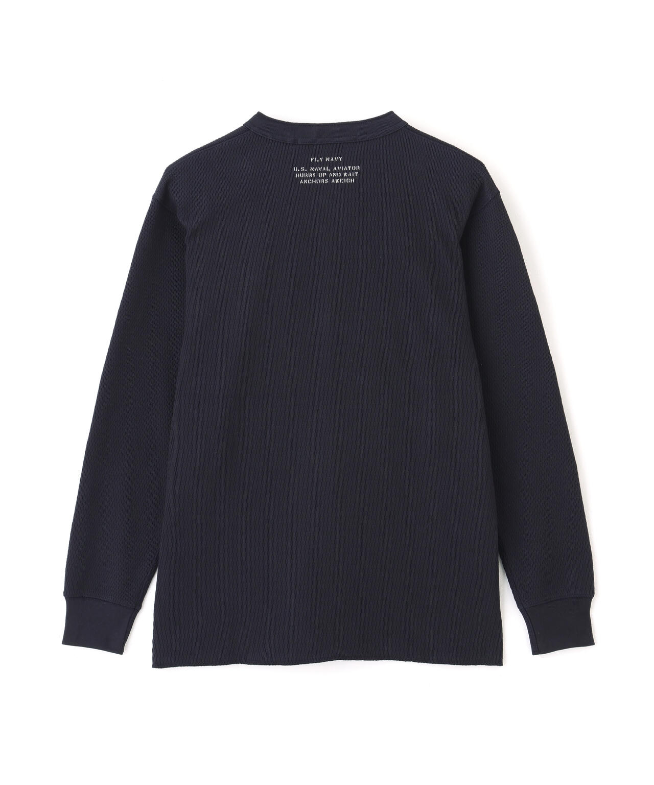 直営店限定》HONEYCOMB WAFFLE HENRY NECK NAVAL T-SHIRT | AVIREX