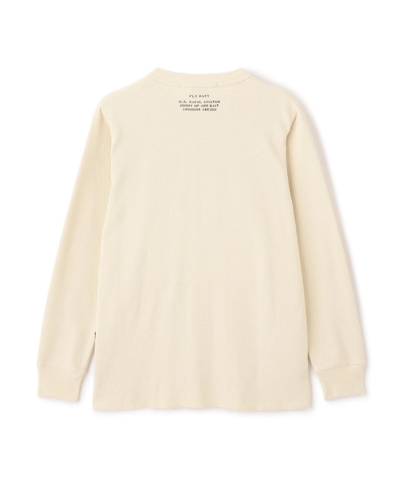 直営店限定》HONEYCOMB WAFFLE HENRY NECK NAVAL T-SHIRT | AVIREX