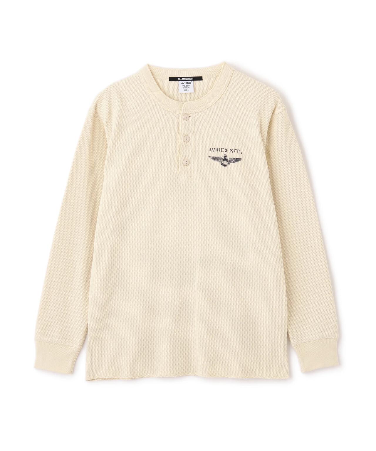 直営店限定》HONEYCOMB WAFFLE HENRY NECK NAVAL T-SHIRT