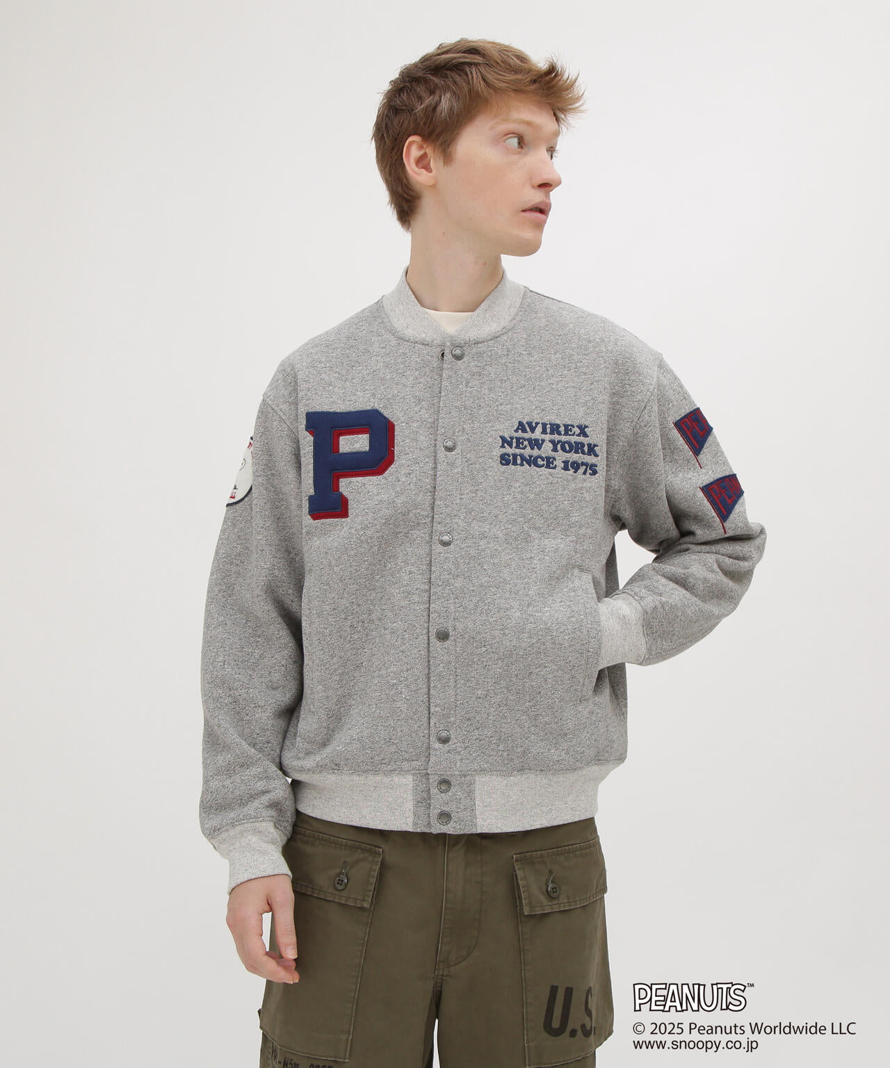 AVIREX グレー ピーコート VA-35 AVIREX × PEANUTS》SWEAT CARDIGAN | AVIREX（アヴィレックス