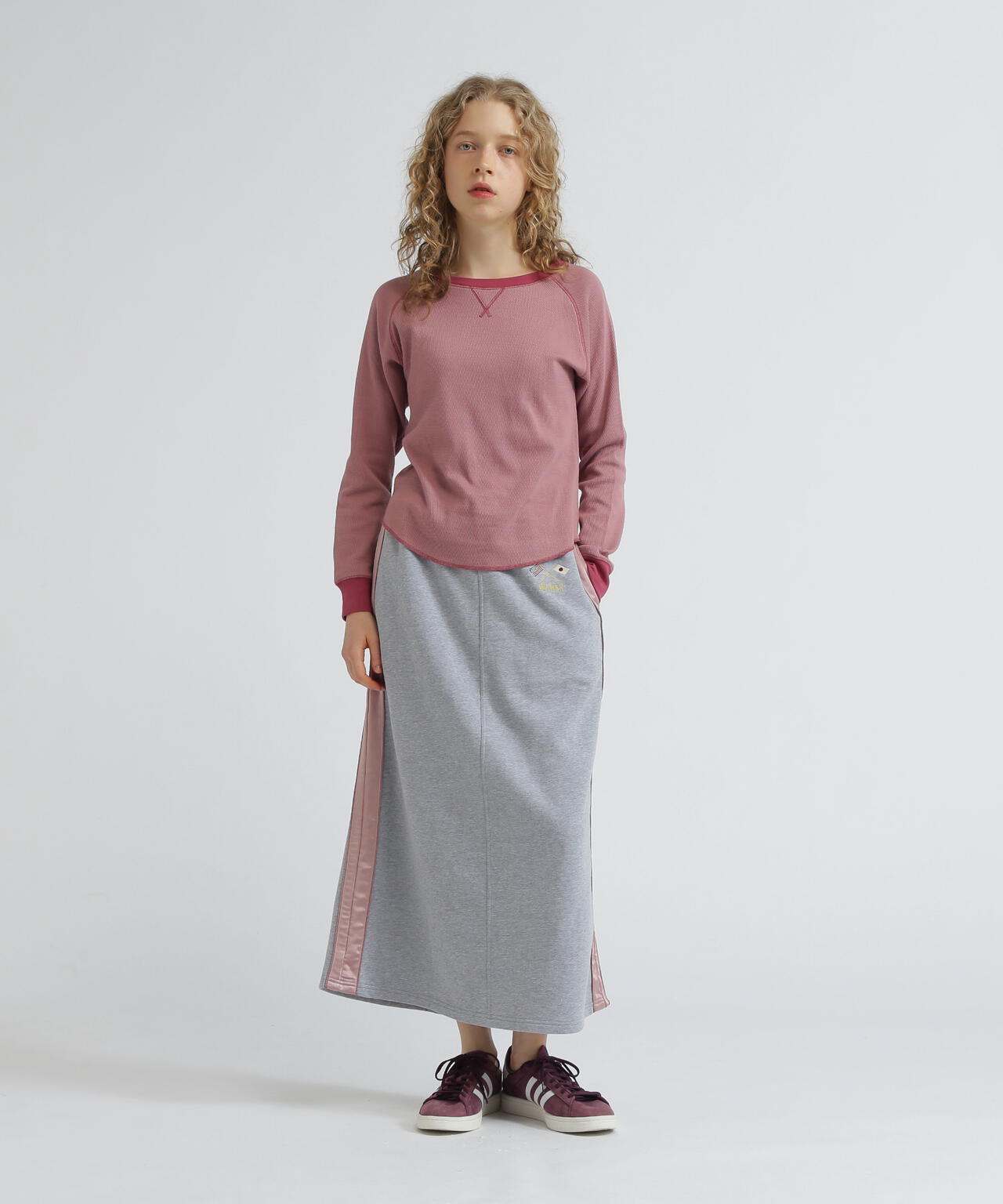 WOMAN》BICOLOR HONEYCOMBI WAFFLE T-SHIRT/バイカラーハニカム