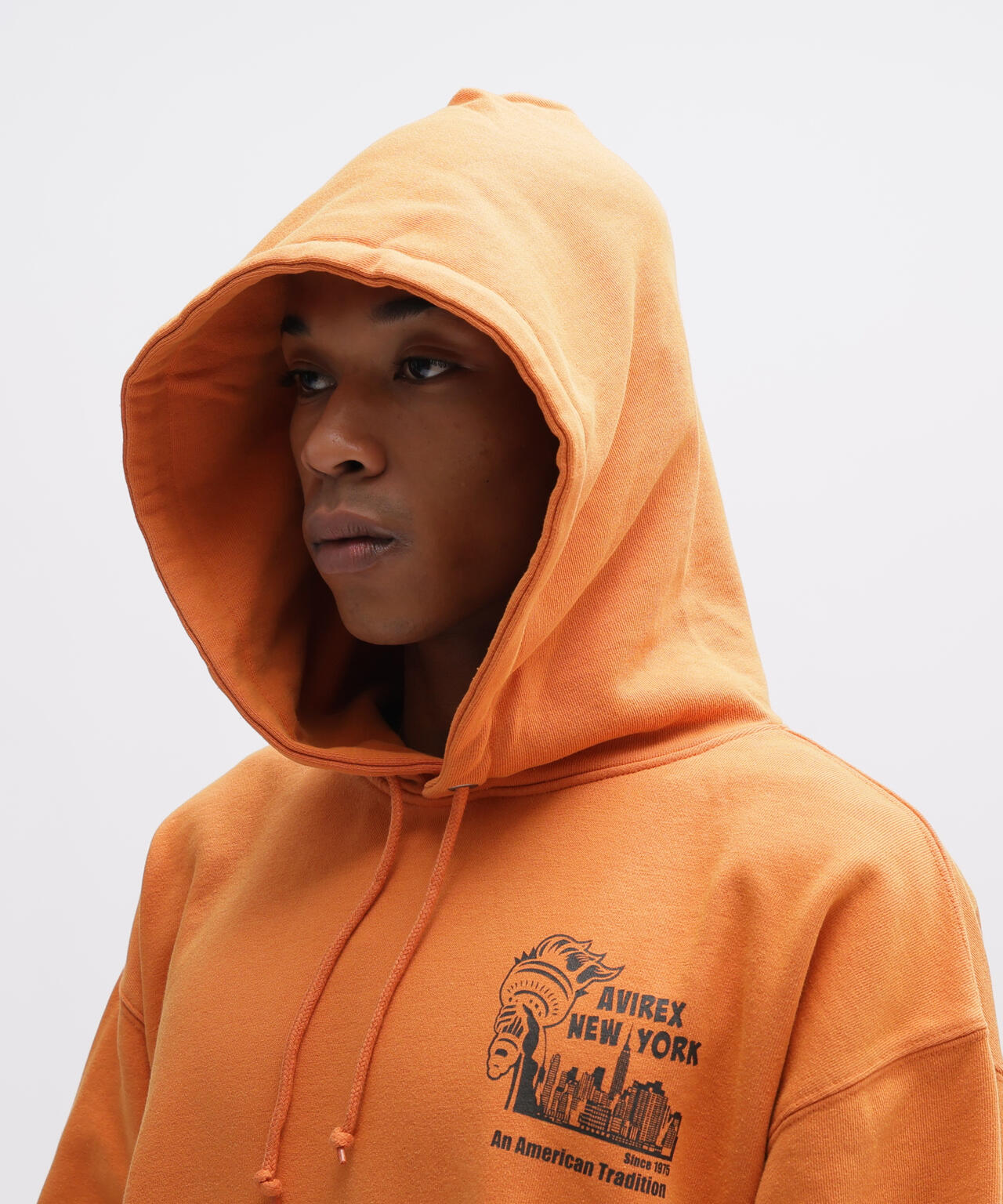AVIREX オレンジ パーカー USA NEW YORK アヴィレックス AVIREX VARSITY LOGO SWEAT ZIP UP PARKA /バーシティ