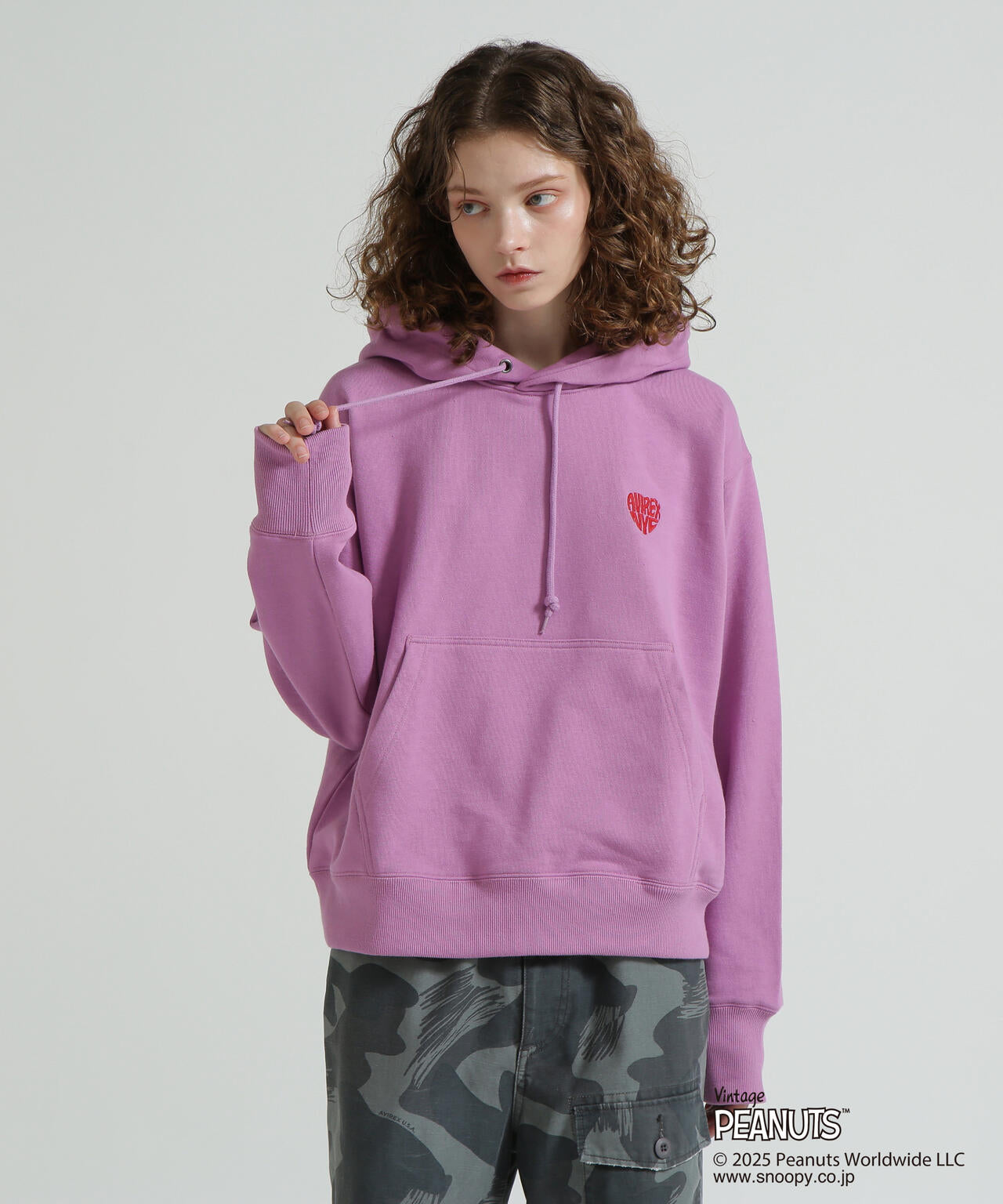 PEANUTS パーカー XL パープル AVIREX × PEANUTS》PULLOVER PARKA / プルオーバーパーカー