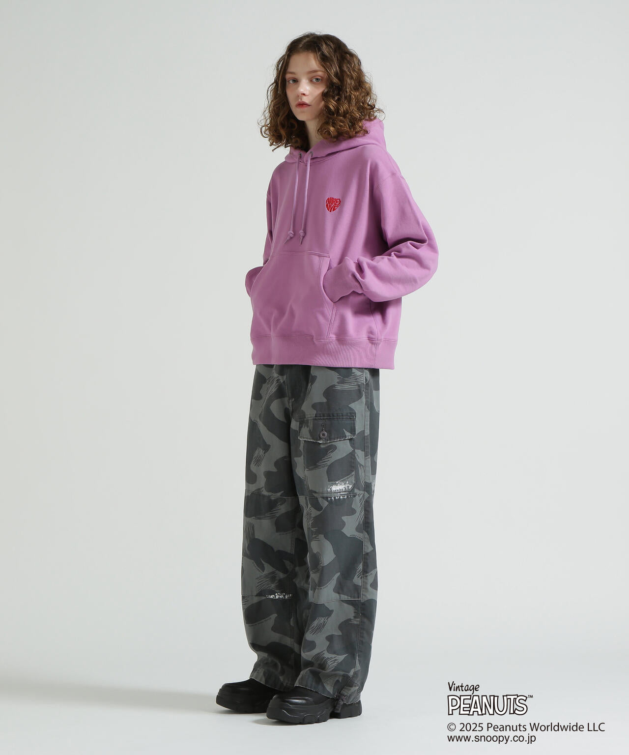 PEANUTS パーカー XL パープル AVIREX × PEANUTS》PULLOVER PARKA / プルオーバーパーカー