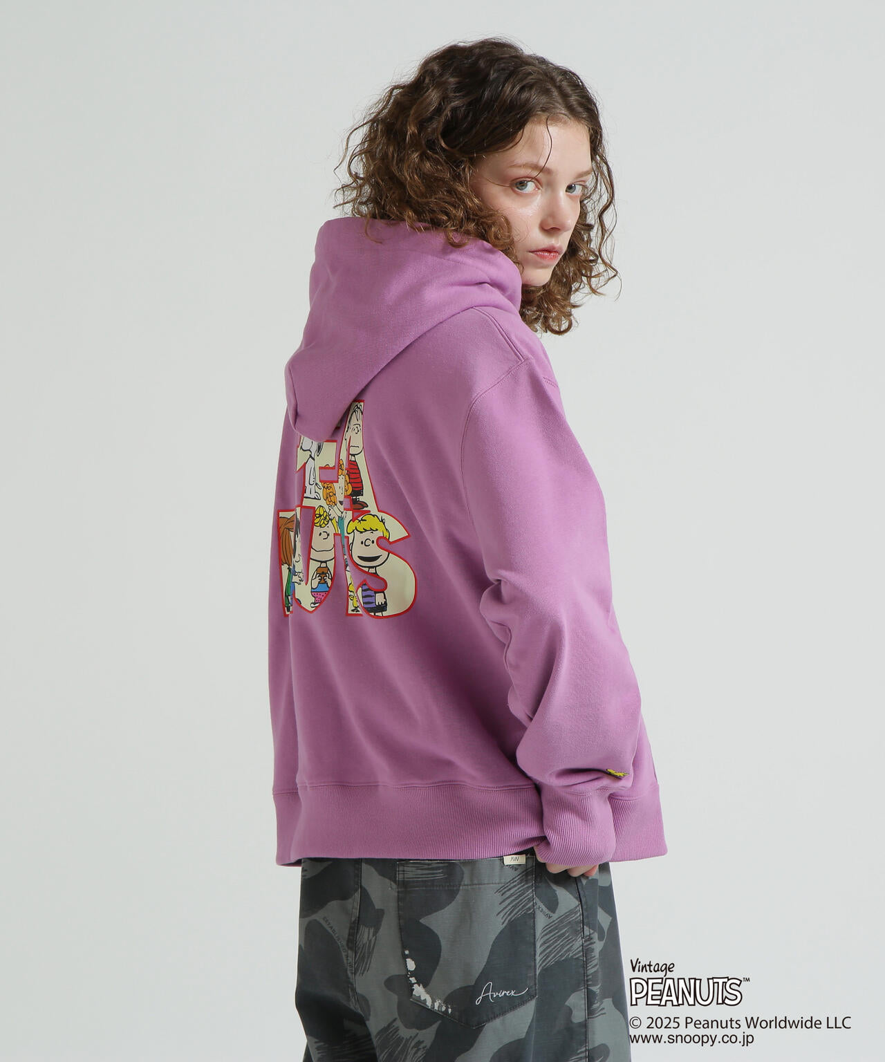 PEANUTS パーカー XL パープル AVIREX × PEANUTS》PULLOVER PARKA / プルオーバーパーカー
