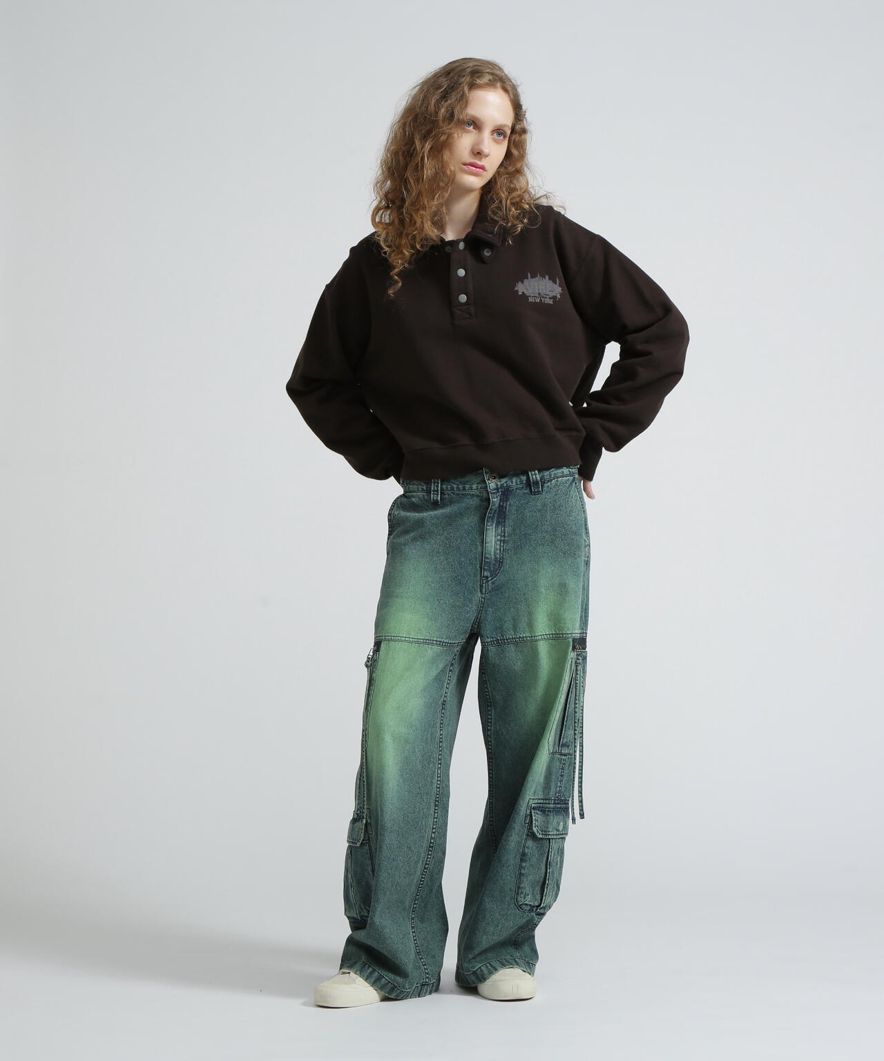 《WOMAN》HALF BUTTON VINTAGE SWEAT