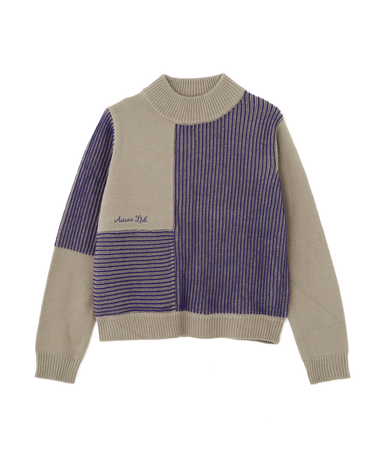 《直営店限定》MELANGE SWITCHING KINT PULLOVER/メランジニット