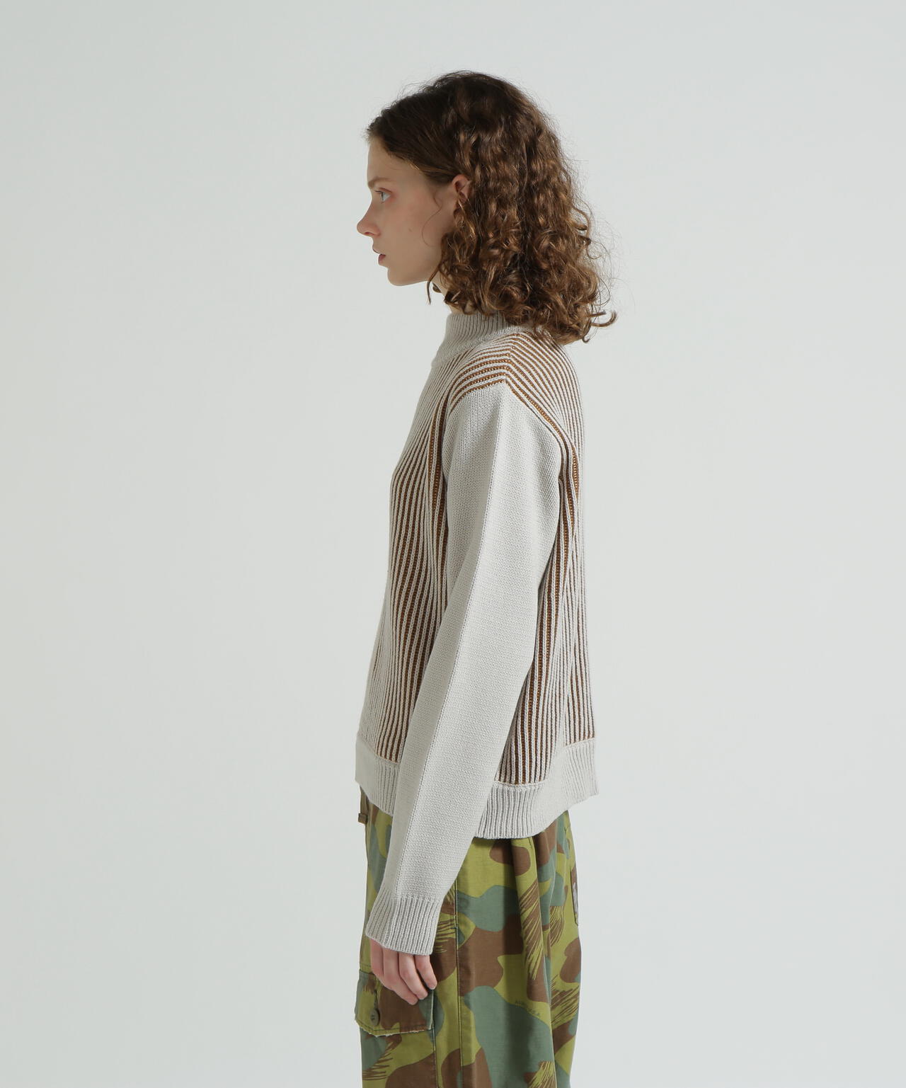 《直営店限定》MELANGE SWITCHING KINT PULLOVER/メランジニット