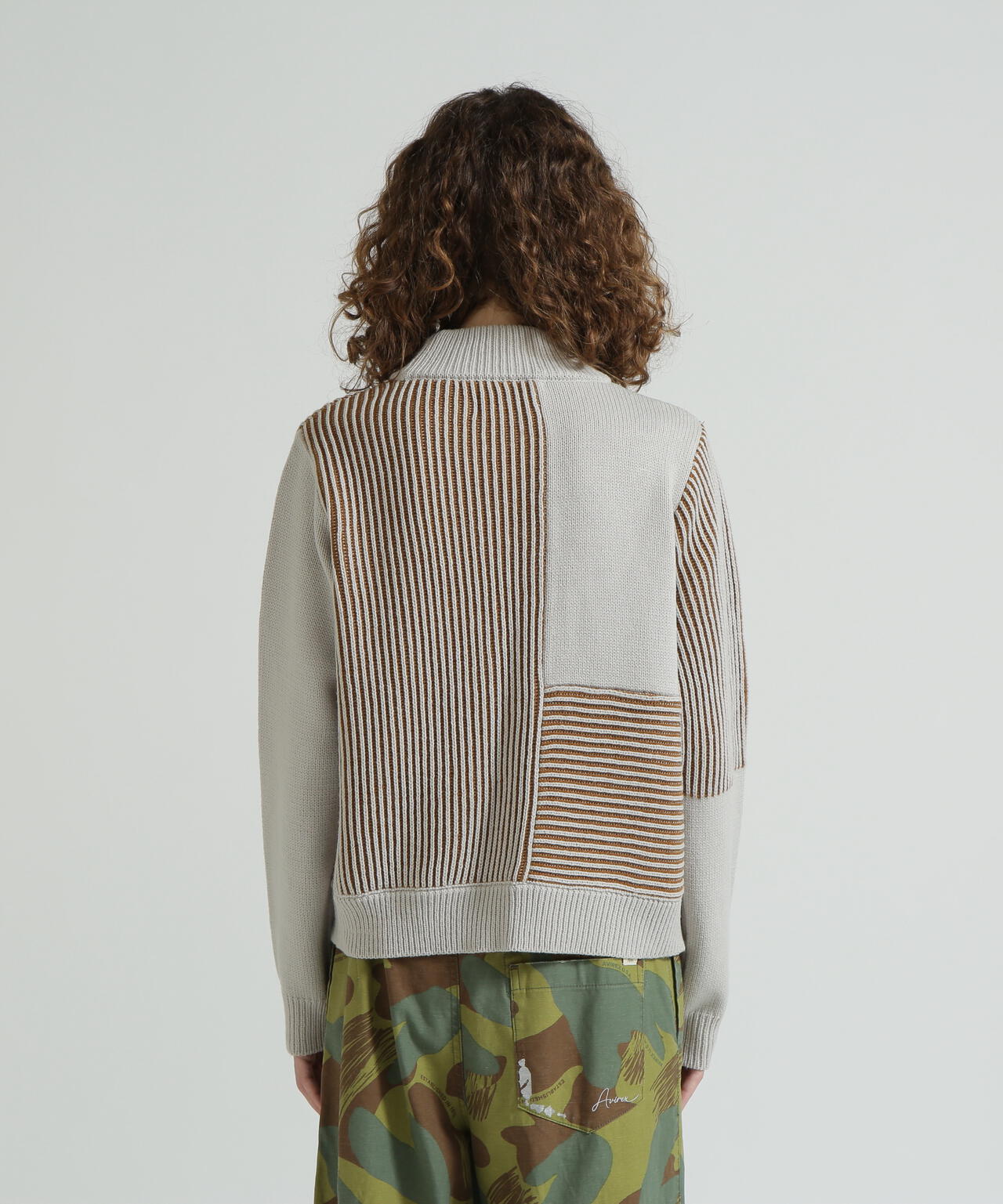 《直営店限定》MELANGE SWITCHING KINT PULLOVER/メランジニット