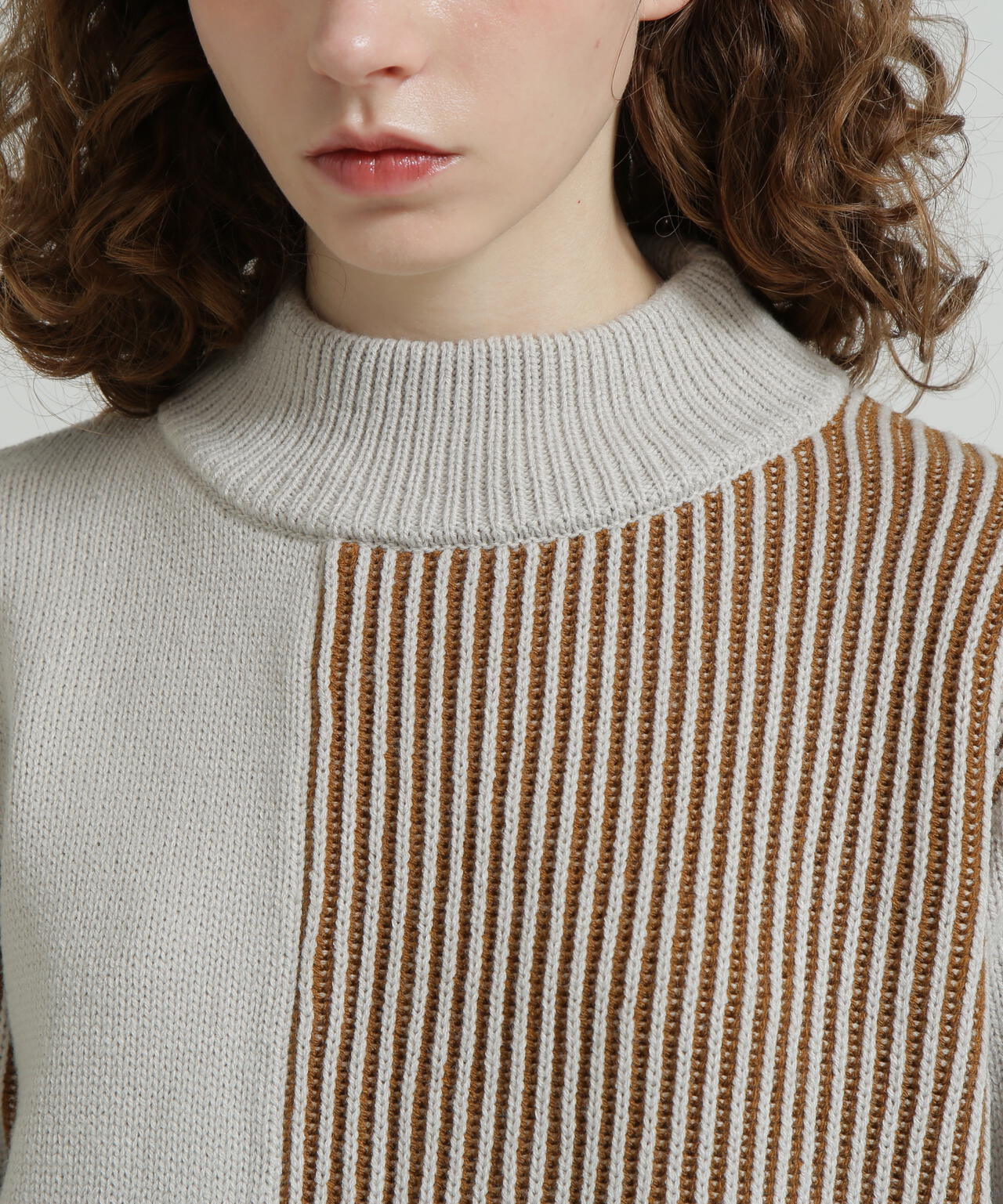 直営店限定》MELANGE SWITCHING KINT PULLOVER/メランジニット