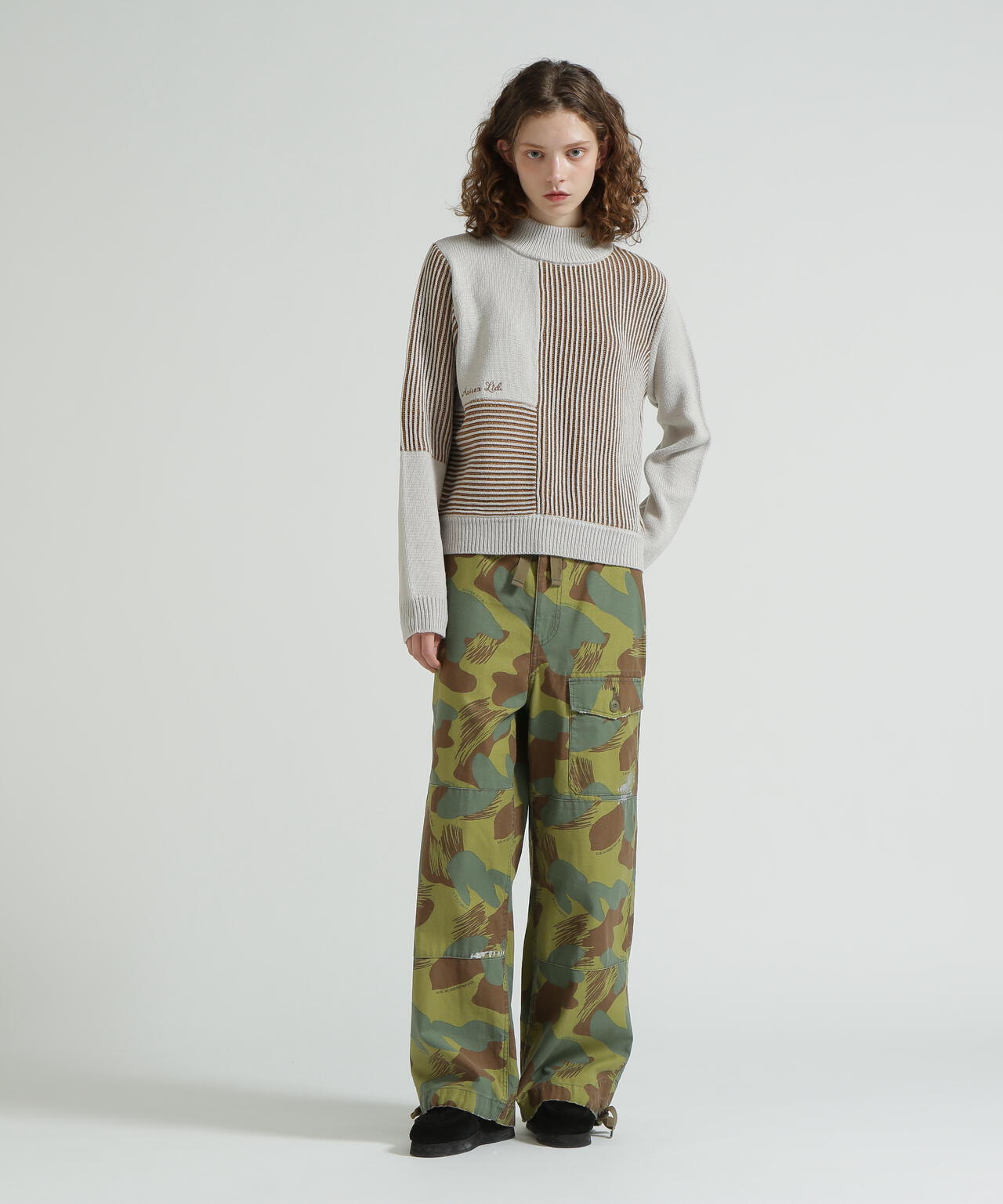 《直営店限定》MELANGE SWITCHING KINT PULLOVER/メランジニット