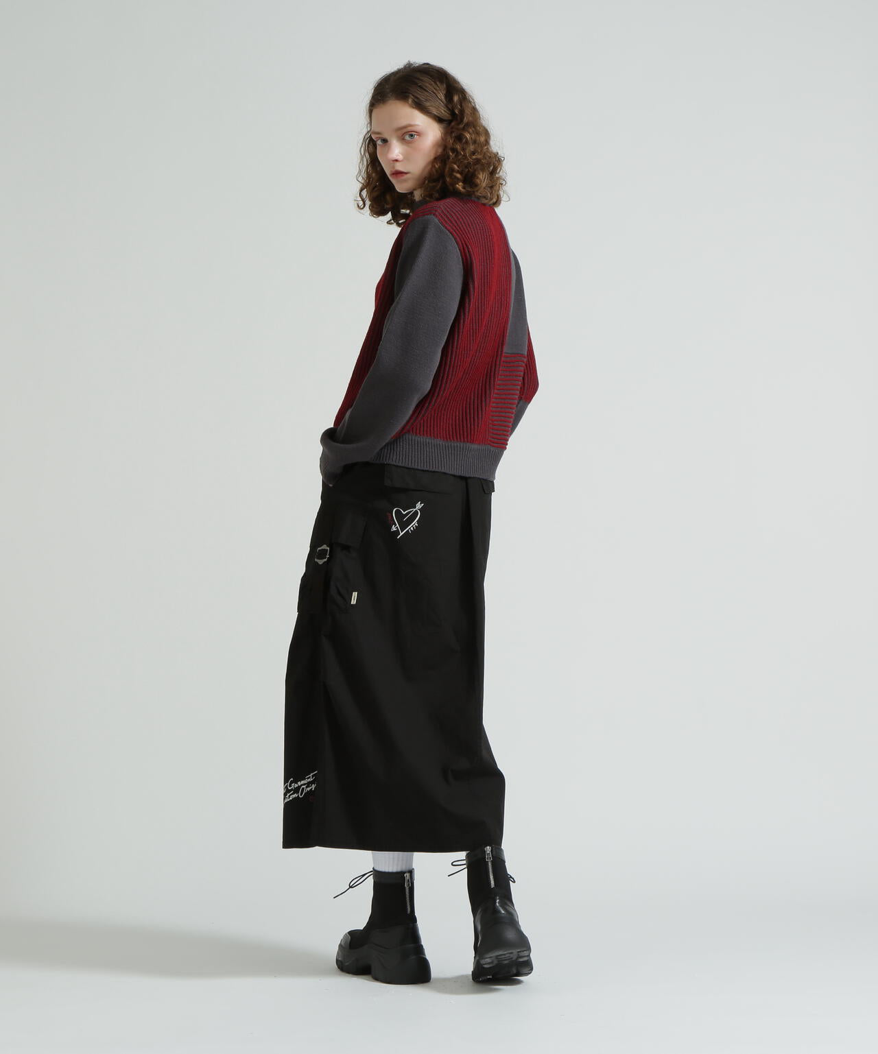 《直営店限定》MELANGE SWITCHING KINT PULLOVER/メランジニット