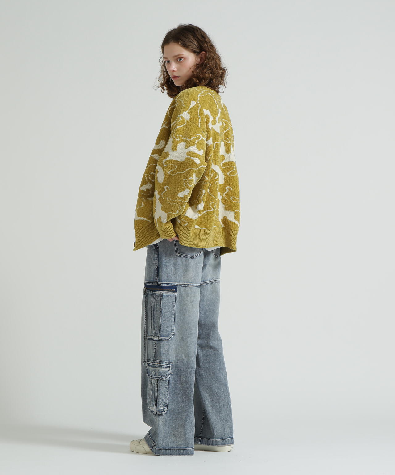 《直営店限定》BOUCLE CAMO KINT CARDIGAN