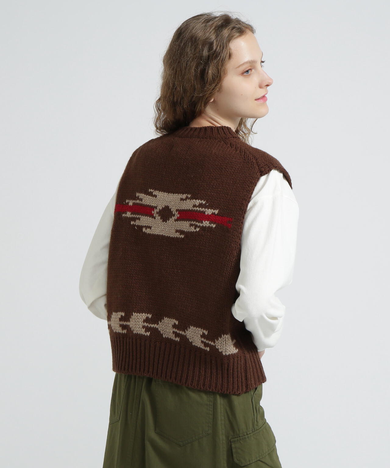 《WOMAN/直営店限定》PATTERN KINT VEST/パターンニットベスト