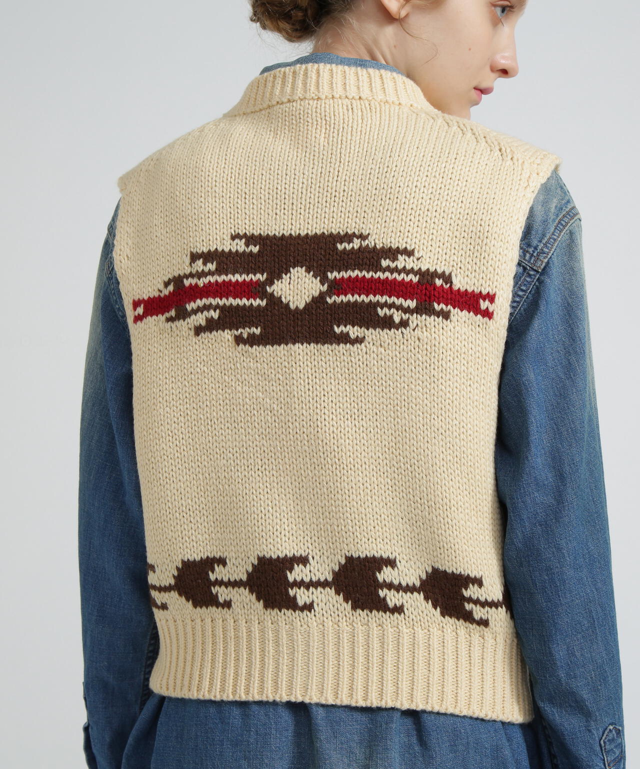 《WOMAN/直営店限定》PATTERN KINT VEST/パターンニットベスト