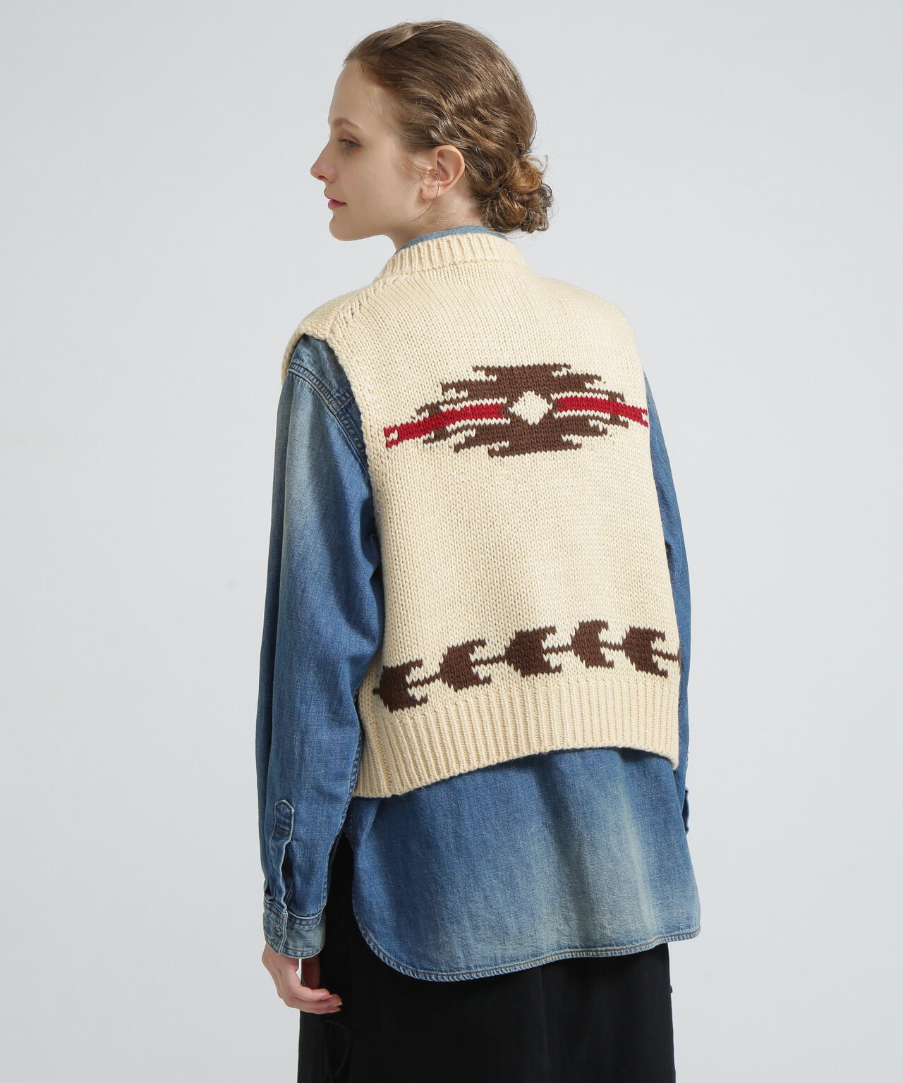 《WOMAN/直営店限定》PATTERN KINT VEST/パターンニットベスト